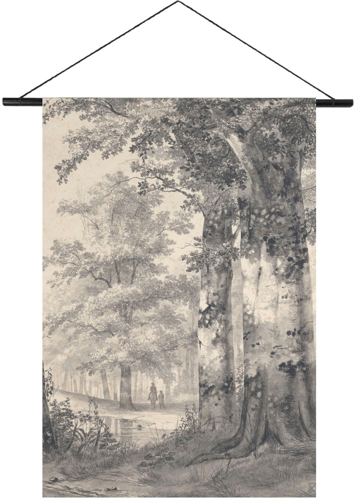 Art for the home Wandbild »Vintage Wald«, (1 St.), Wandteppich XL