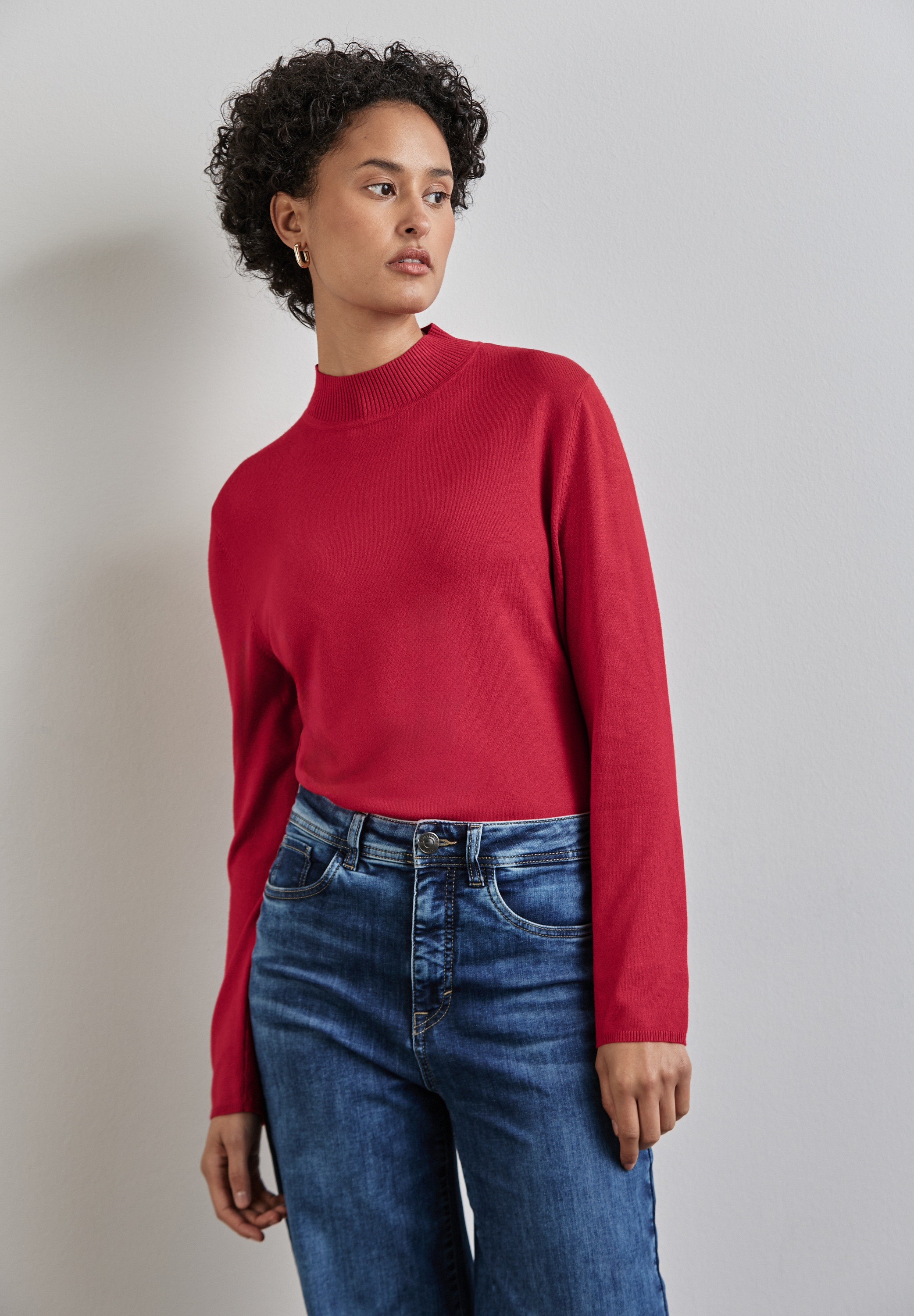 STREET ONE Rollkragenpullover mit Materialmix