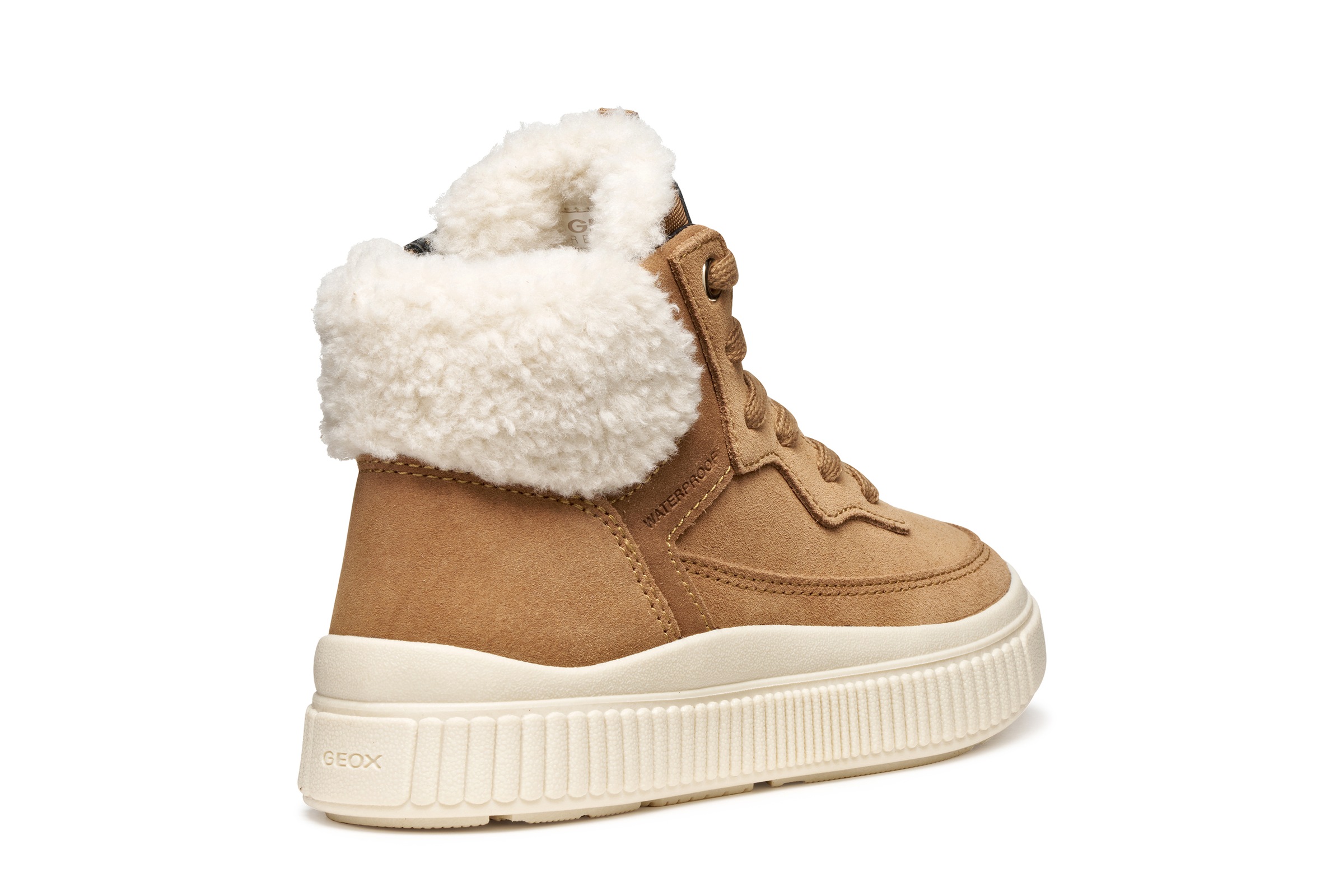 Geox Winterboots »J LAQUINNY GIRL WPF«  Schnürboots mit Teddy-Fellimitatbesatz und Warmfutter