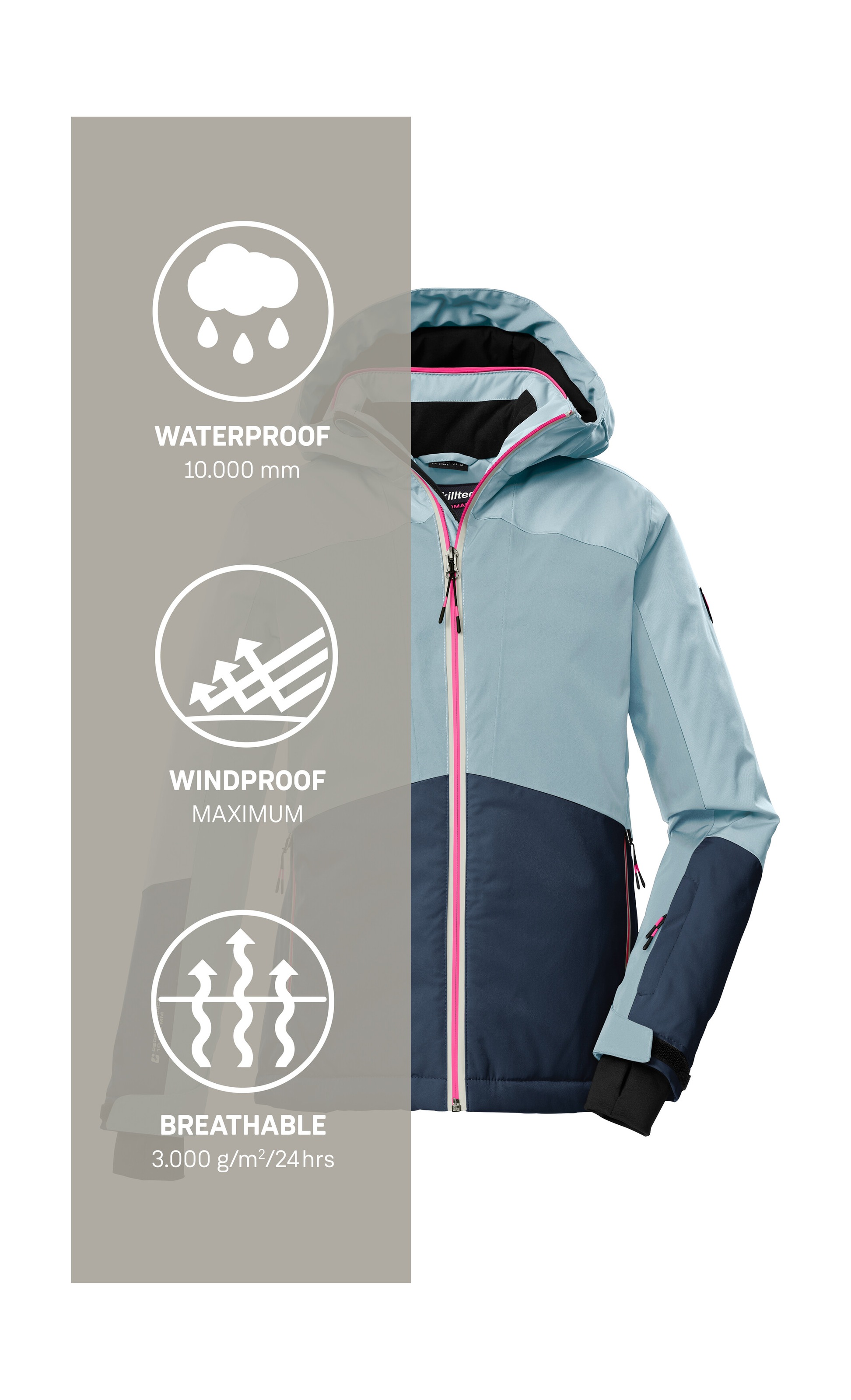 Killtec Skijacke »KSW 196 GRLS SKI JCKT«, Kinder Skijacke: wasser- und winddicht, atmungsaktiv, PFAs-frei