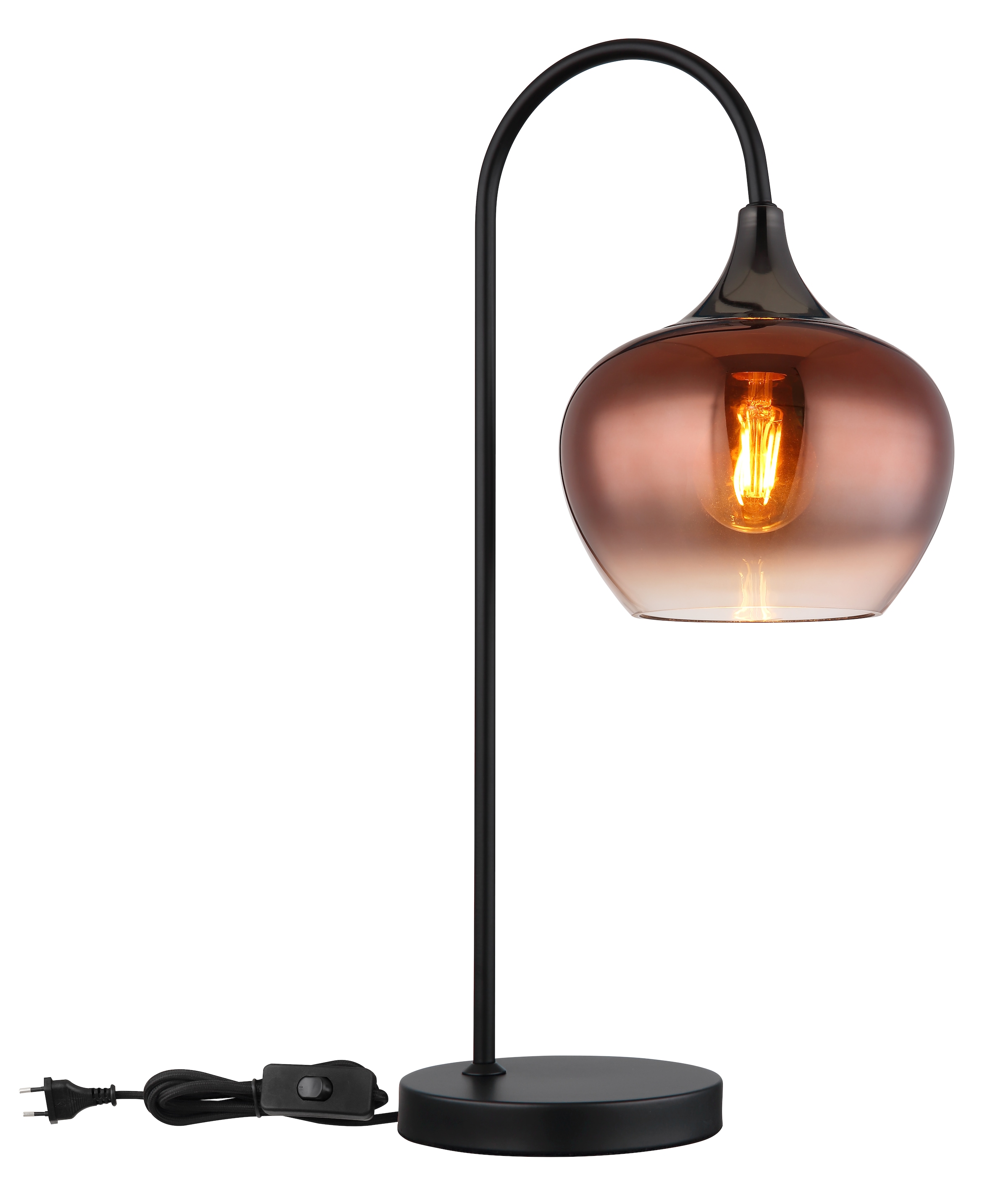 GLOBO LIGHTING Tischleuchte »MAXY«, Leuchtmittel E27 | ohne Leuchtmittel, Tischlampe/Glas kupferfarben/modern/Wohnzimmer/Schlafzimmer