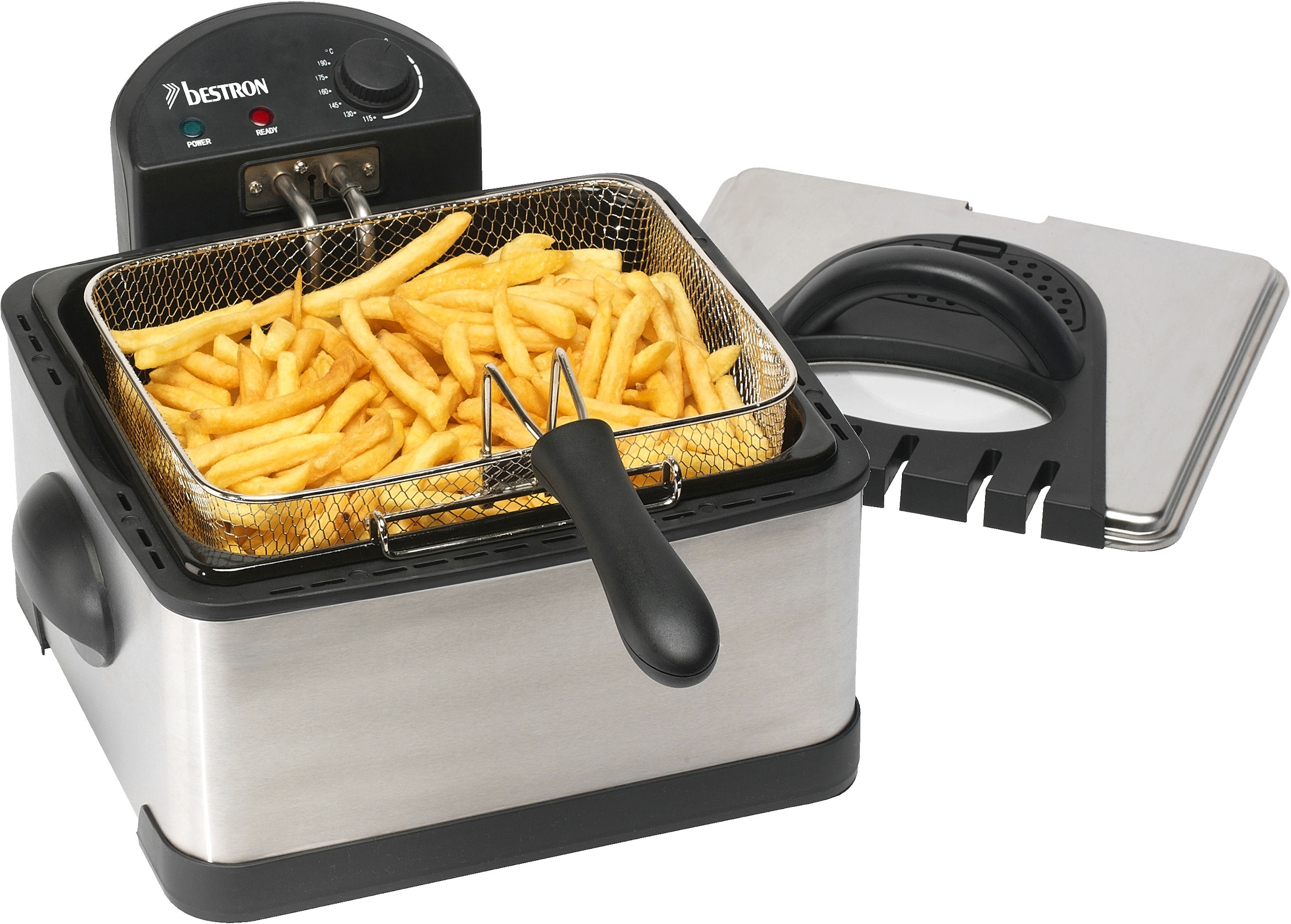 bestron Fritteuse »DF402B Cool Zone«, 2000 W, Fassungsvermögen 1x ca. 1,5 kg/2x ca. 0,75 kg, 3 Frittierkörbe, 4 l