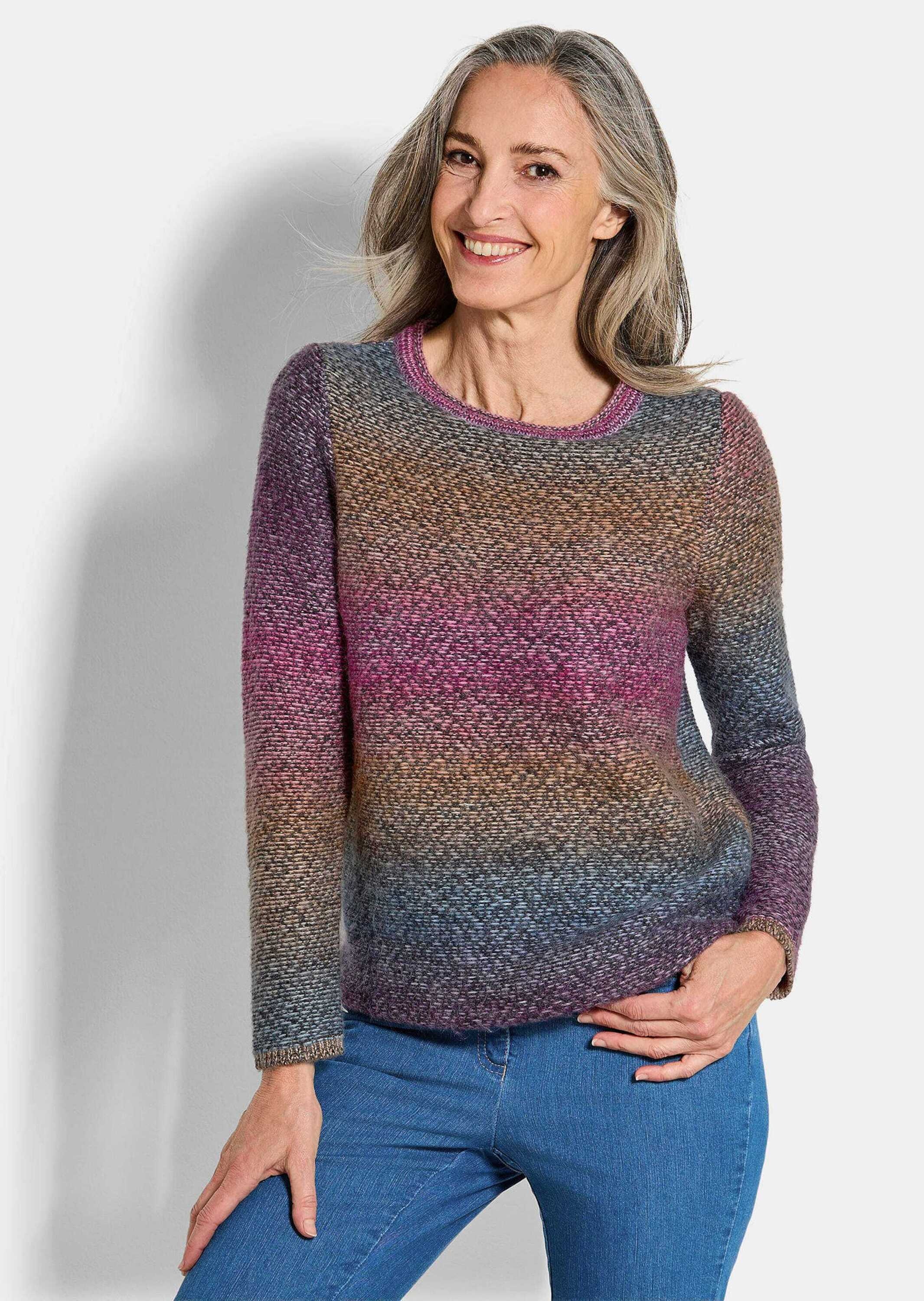 GOLDNER Rundhalspullover »Kurzgröße Pullover in Multicolor-Optik«