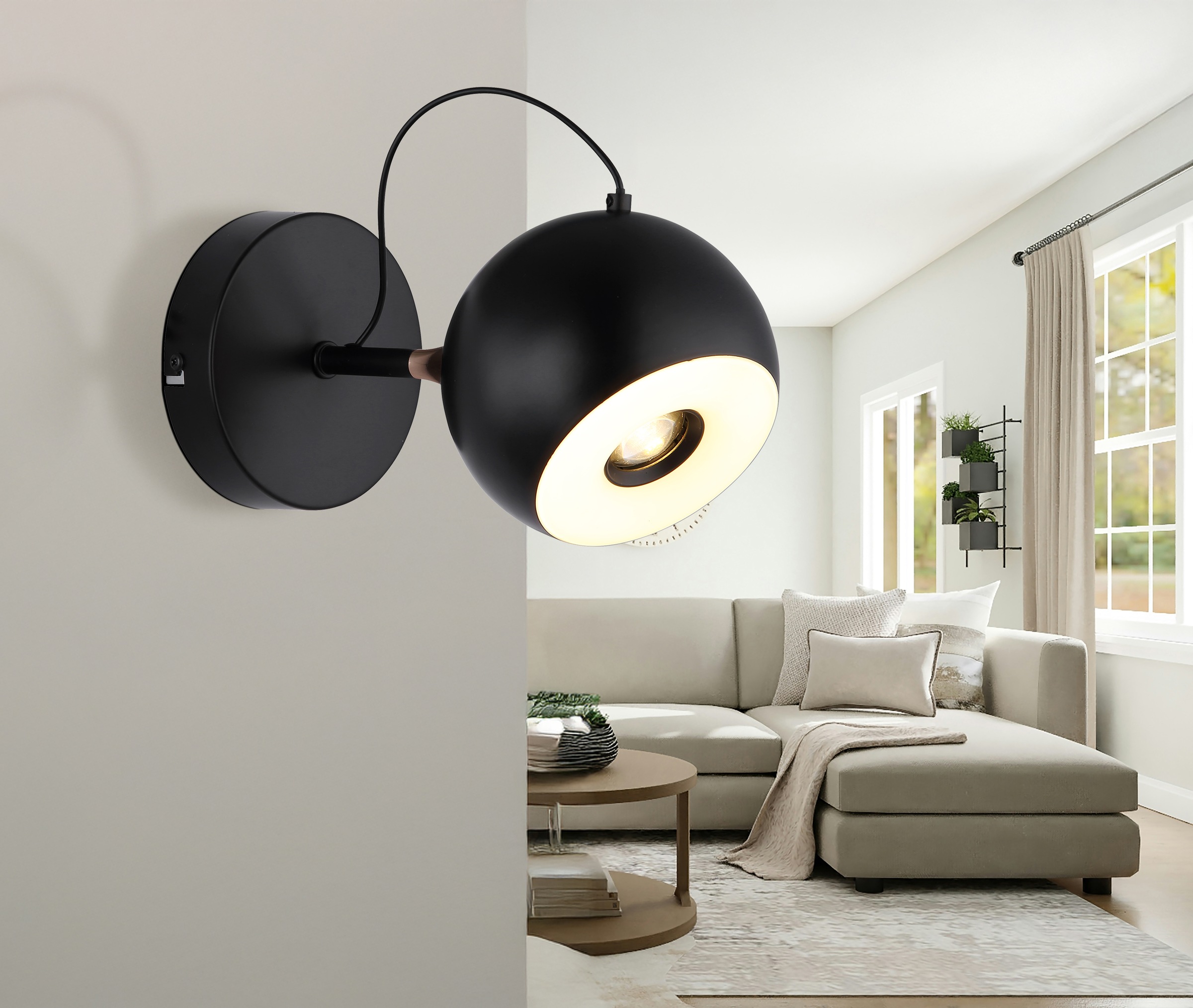 GLOBO LIGHTING Wandleuchte »DONOVAN« LED-Modul 1 Stk. Warmweiß Wandleuchte Schwarz/Chrom/Gold, Acryl opal, LED 10W