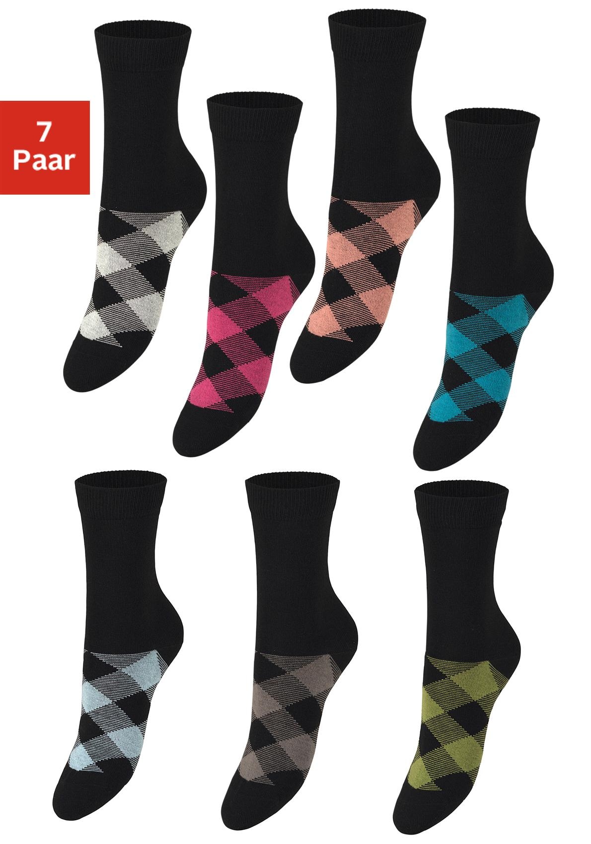 H.I.S Socken, (7 Paar), in angesagtem Rhombenmuster