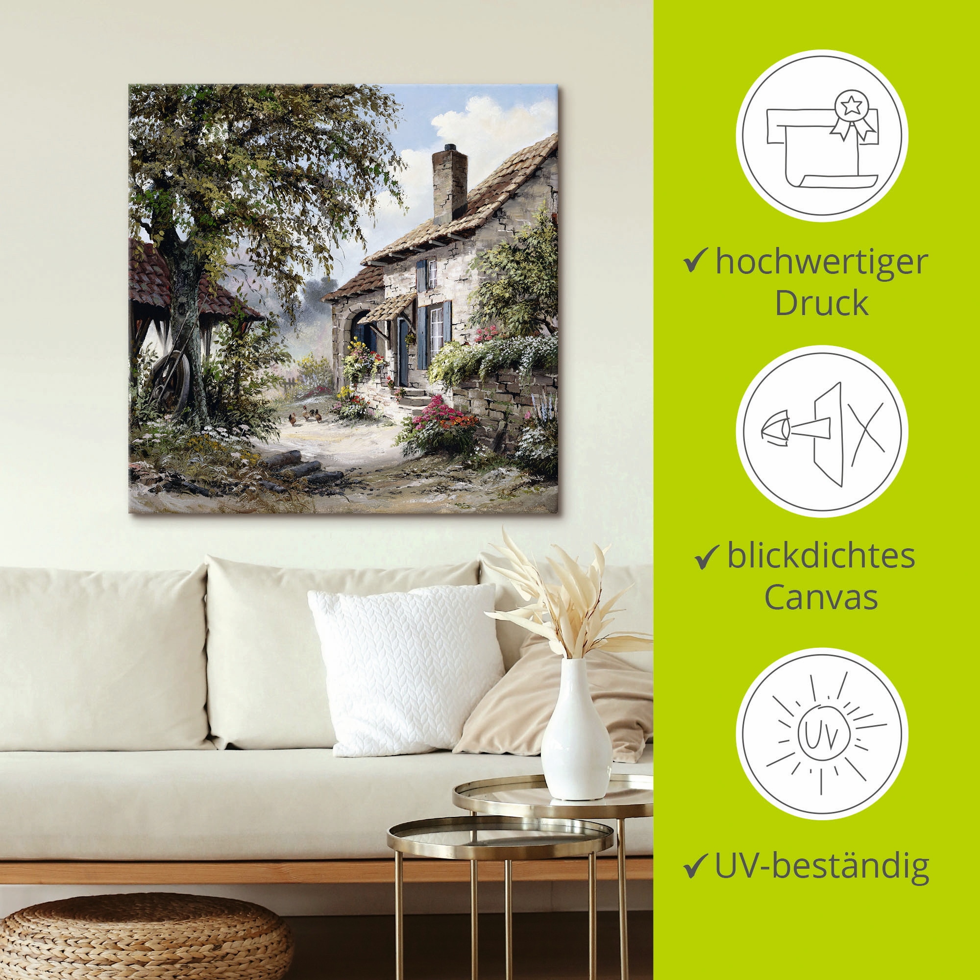 Artland Wandbild »Opa's Haus«, Garten, (1 St.), als Leinwandbild, Wandaufkleber in verschied. Größen