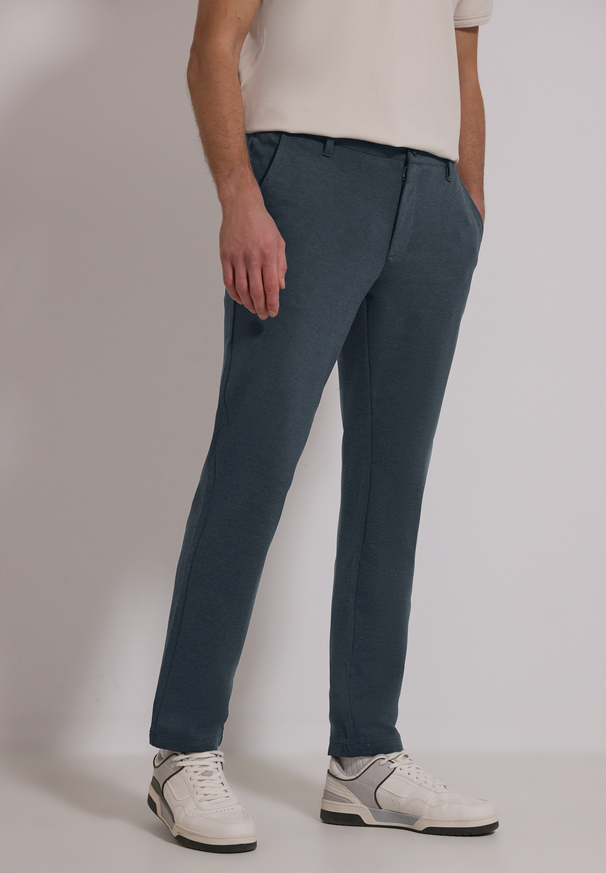 STREET ONE MEN Herren Stoffhoseschwarz ink blau, Gr. 32, unifarben, Stoff, 74% Polyester, 21% Viskose, 5% Elasthan, Hosen, Middle Waist