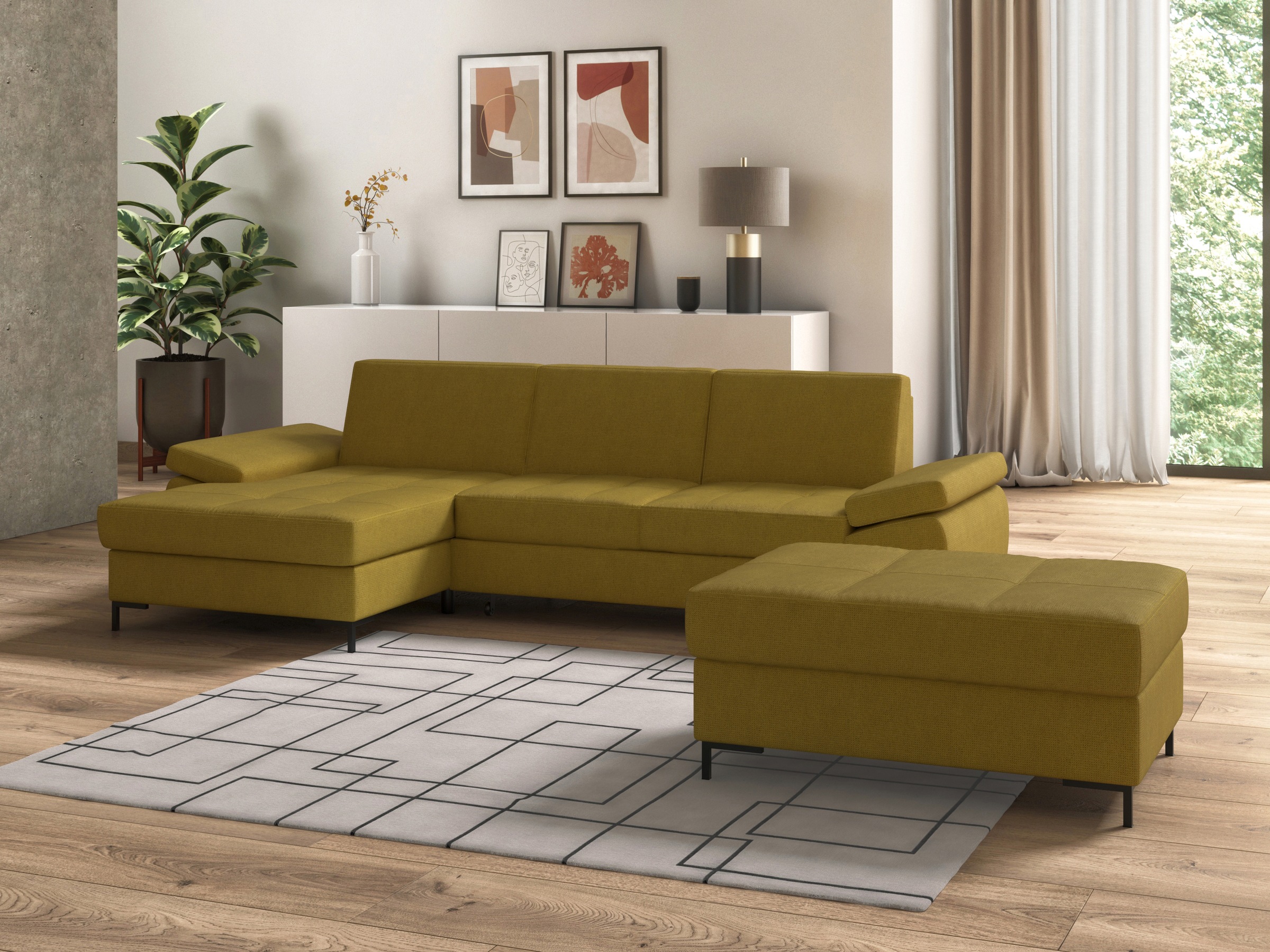 DOMO collection Ecksofa »Capelo L-Form«, mit Armteilverstellung, wahlweise mit Bettfunktion, Federkern