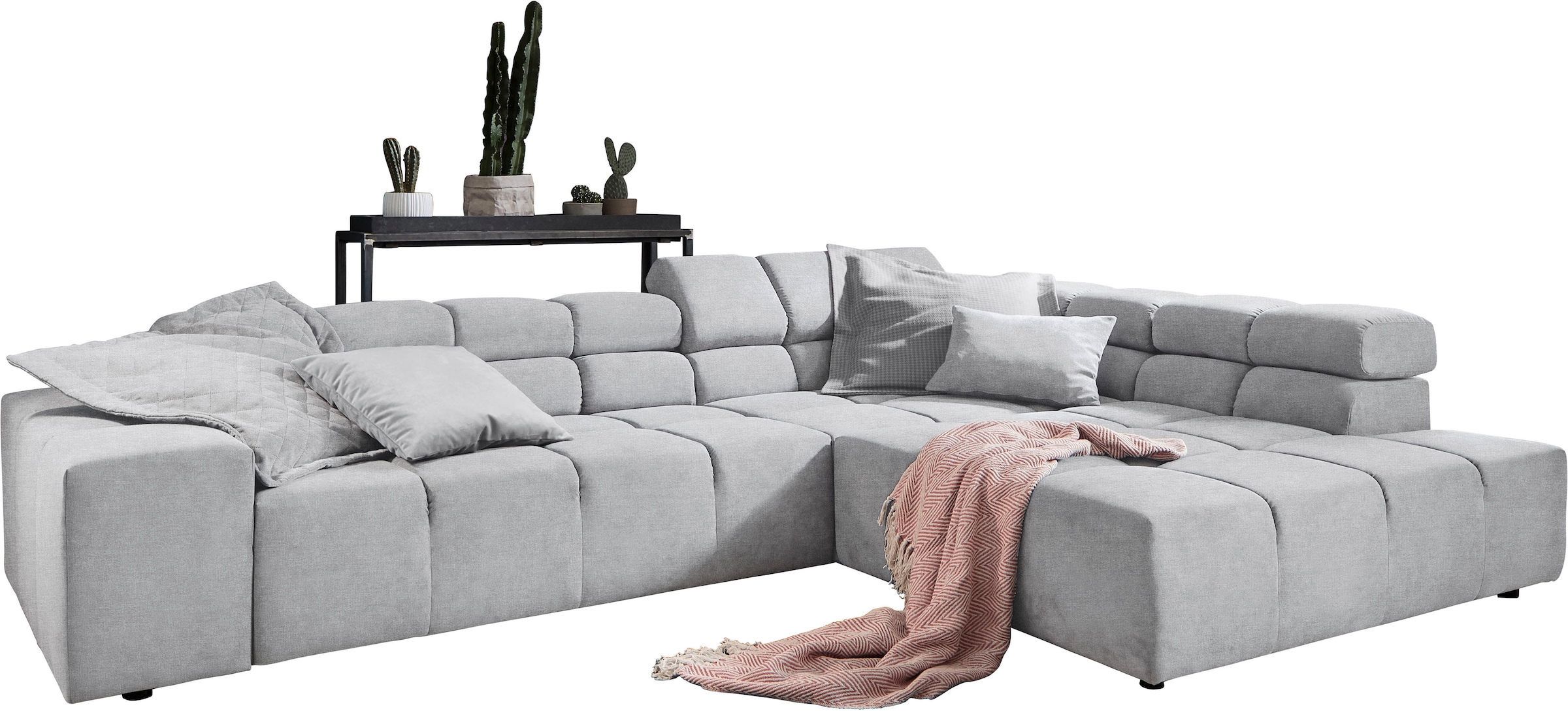 INOSIGN Ecksofa »Ancona incl. Kopfteilverstellung, Breite 319cm, L-Form«, wahlweise motorische Sitztiefenverstellung, auch in Cord + Easy Care