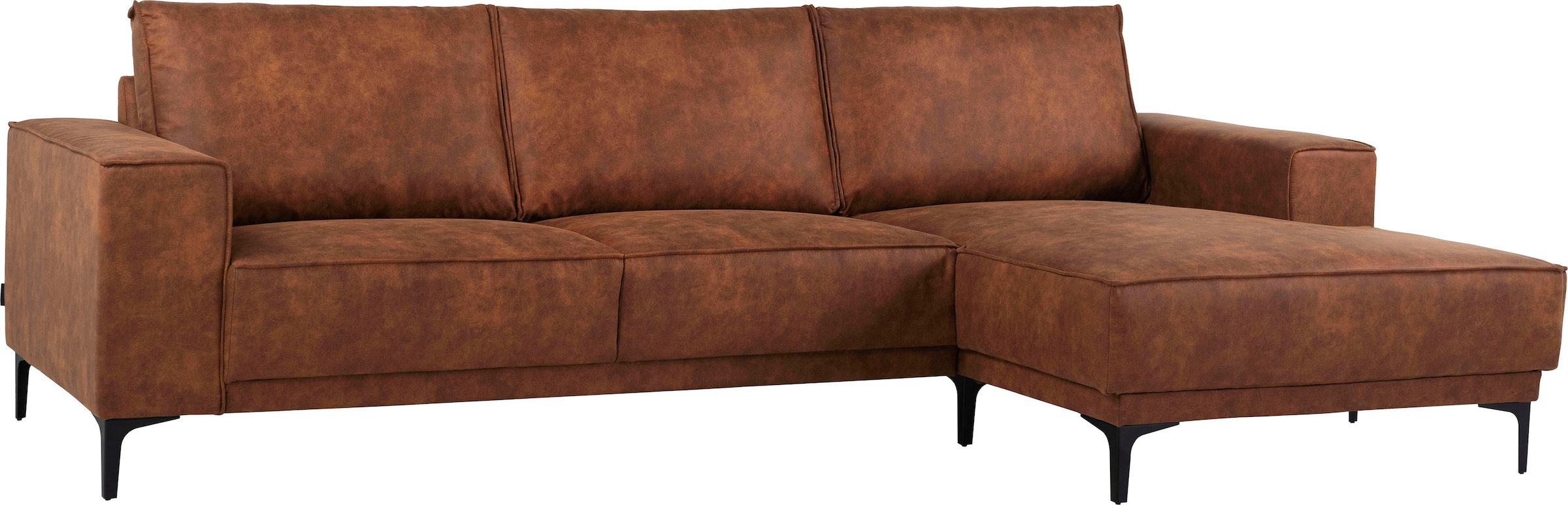 Places of Style Ecksofa »Polsterecke Oland, Struktur, Flachgewebe, Luxus-Microfaser, Boucle«, L-Form, 280 cm, Wellenunterfederung, Skandi-Design, Metallfüße