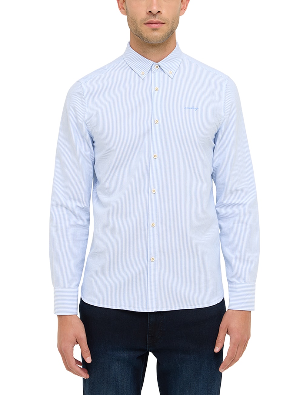 MUSTANG Langarmhemd "Edinburg" mit Logo Schriftzug günstig online kaufen