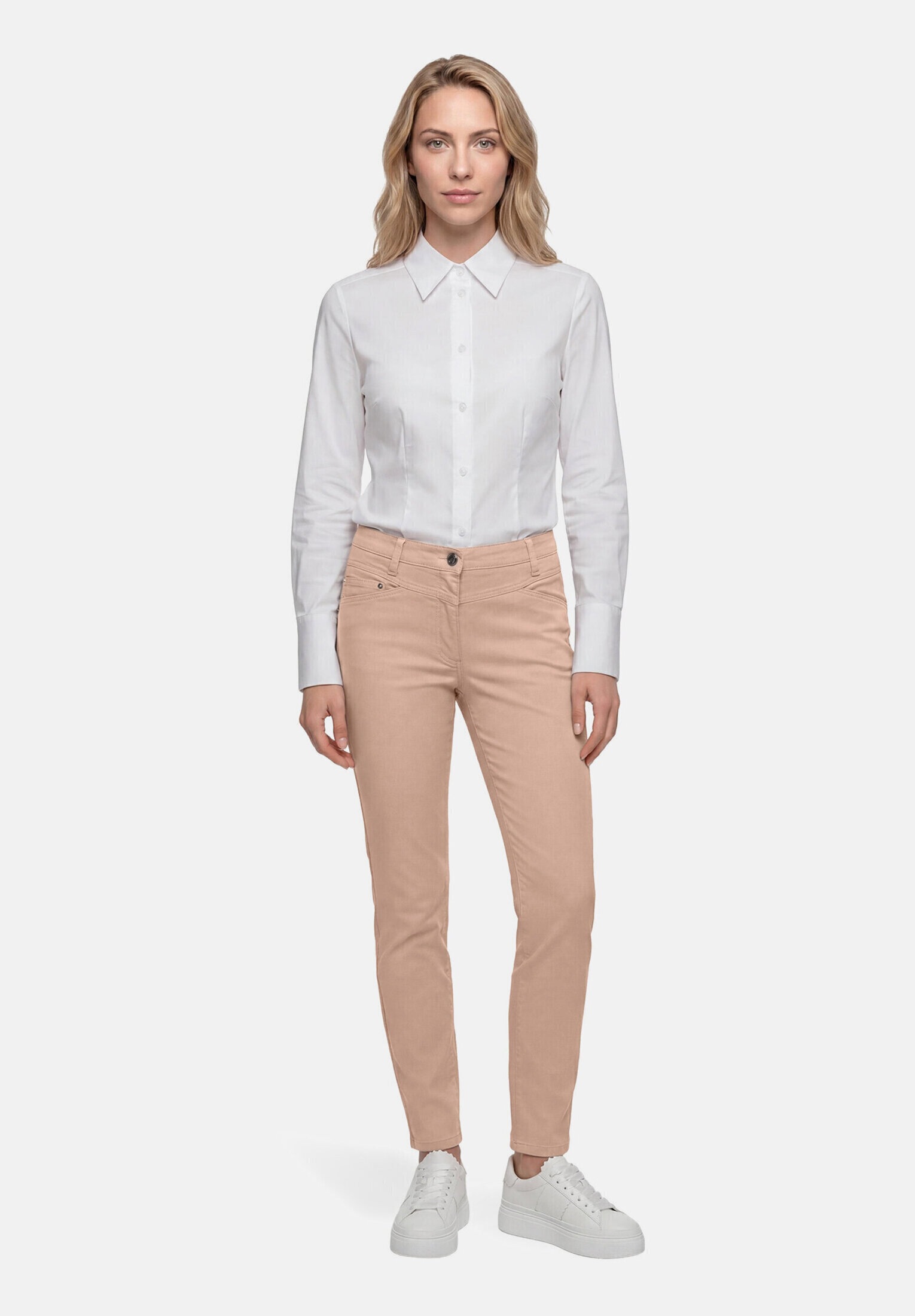 BETTY BARCLAY Damen Hemdbluse "Damen mit Kragen", weiß, Gr. 40, Obermaterial: 70% Baumwolle, 27% Polyester, 3% Elasthan, Blusen