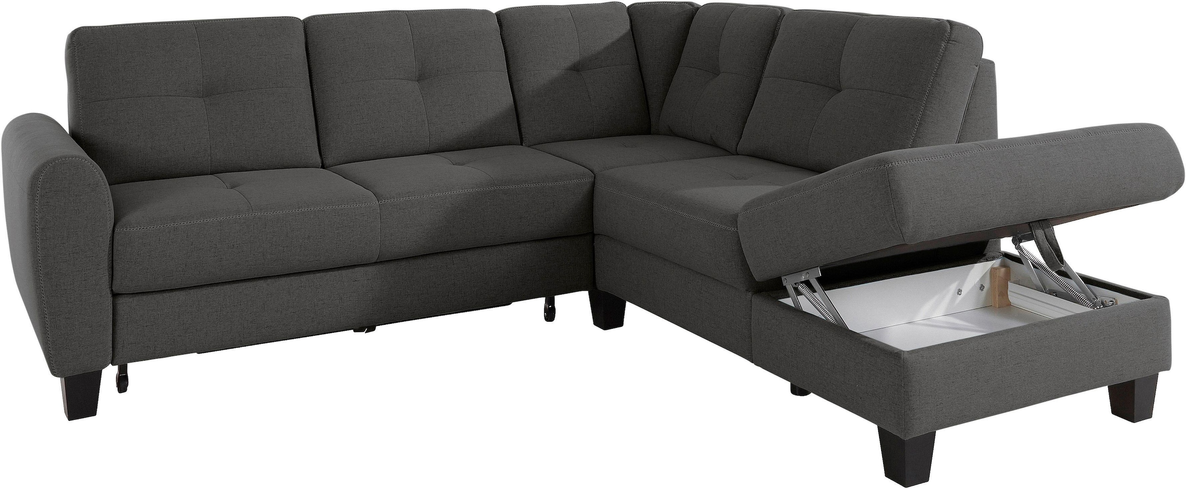 sit&more Ecksofa »Varese L-Form«, mit Federkern, wahlweise mit Bettfunktion und Stauraum