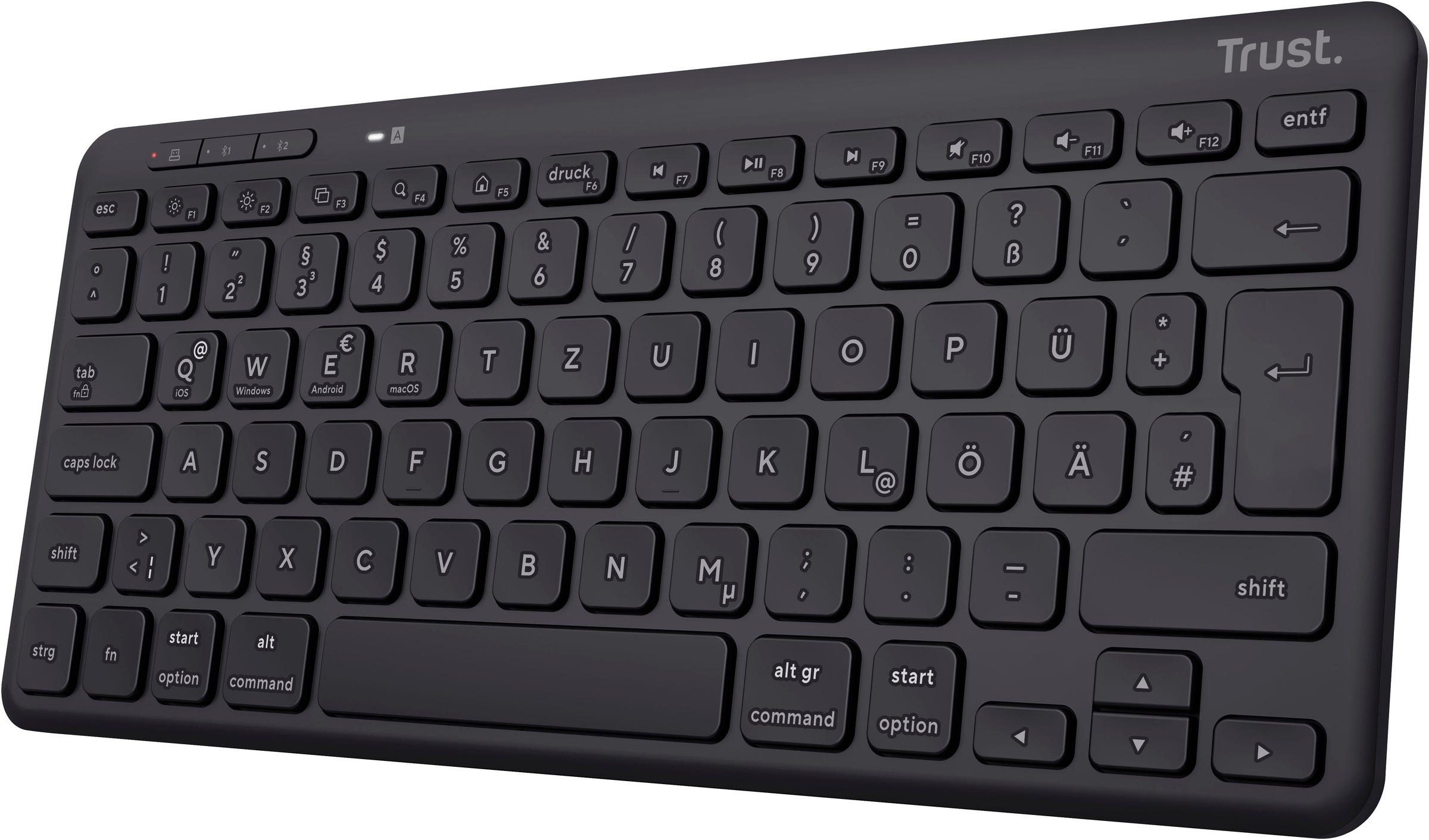 Trust Wireless-Tastatur »Lyra Kompakte Funktastatur«, (USB-Anschluss-Anpassbare Höhe-Multimedia-Tasten)