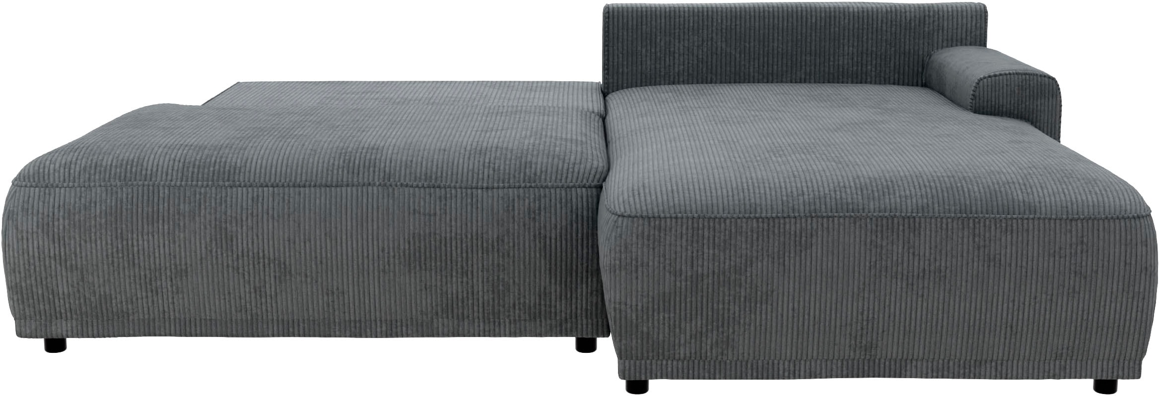 TRENDMANUFAKTUR Ecksofa »Fordon II, Schlafsofa mit Bettkasten, Couch in L-Form, Breite 250 cm«, in Cordstoff HYPER, dunkelgrau, Armlehne rechts