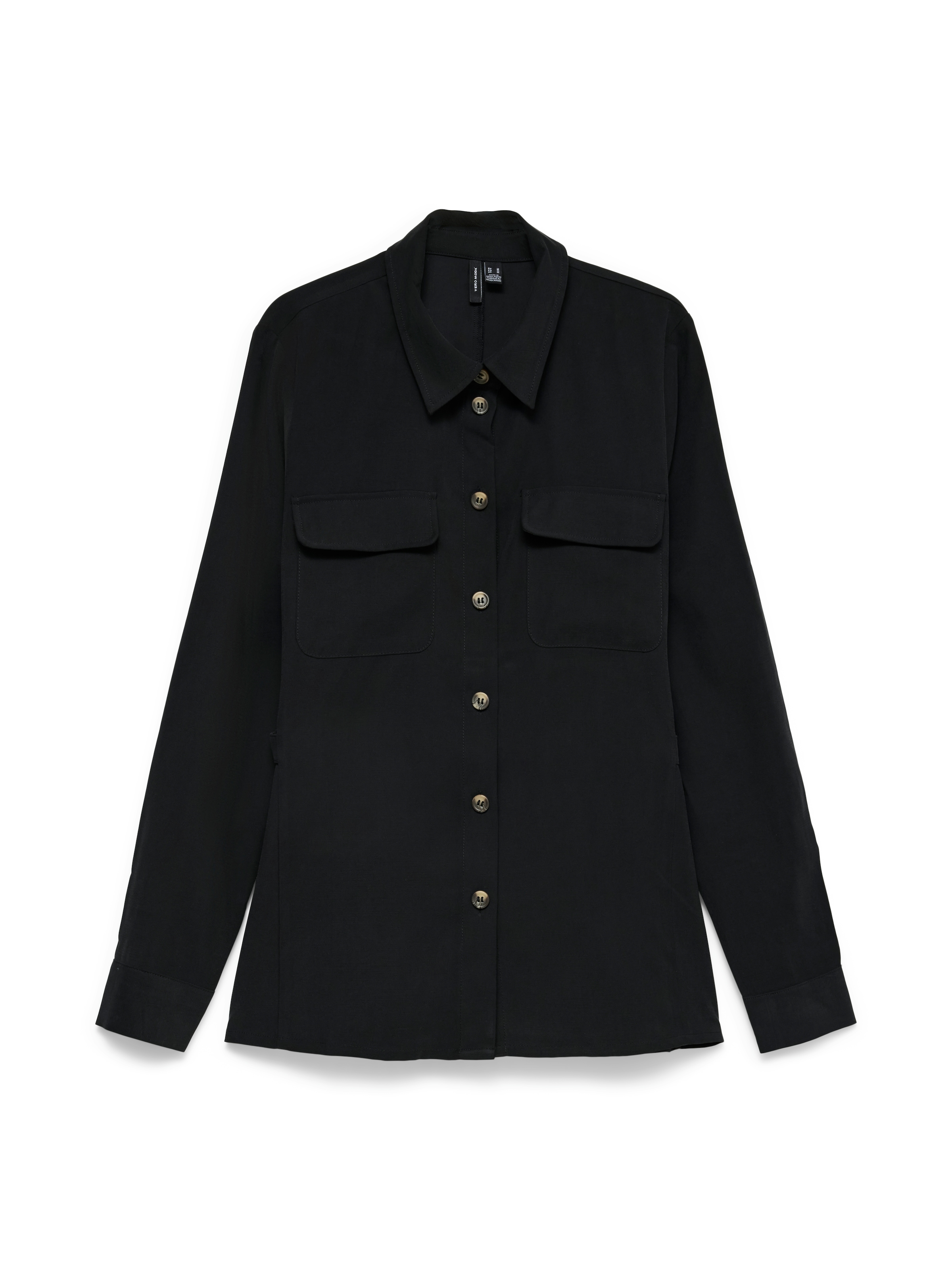 VERO MODA Damen Langarmbluse "VMELLIOT LS SHIRT WVN NOOS"schwarz, Gr. S, unifarben, Web, Obermaterial: 93% Viskose, 7% Polyester, Blusen,