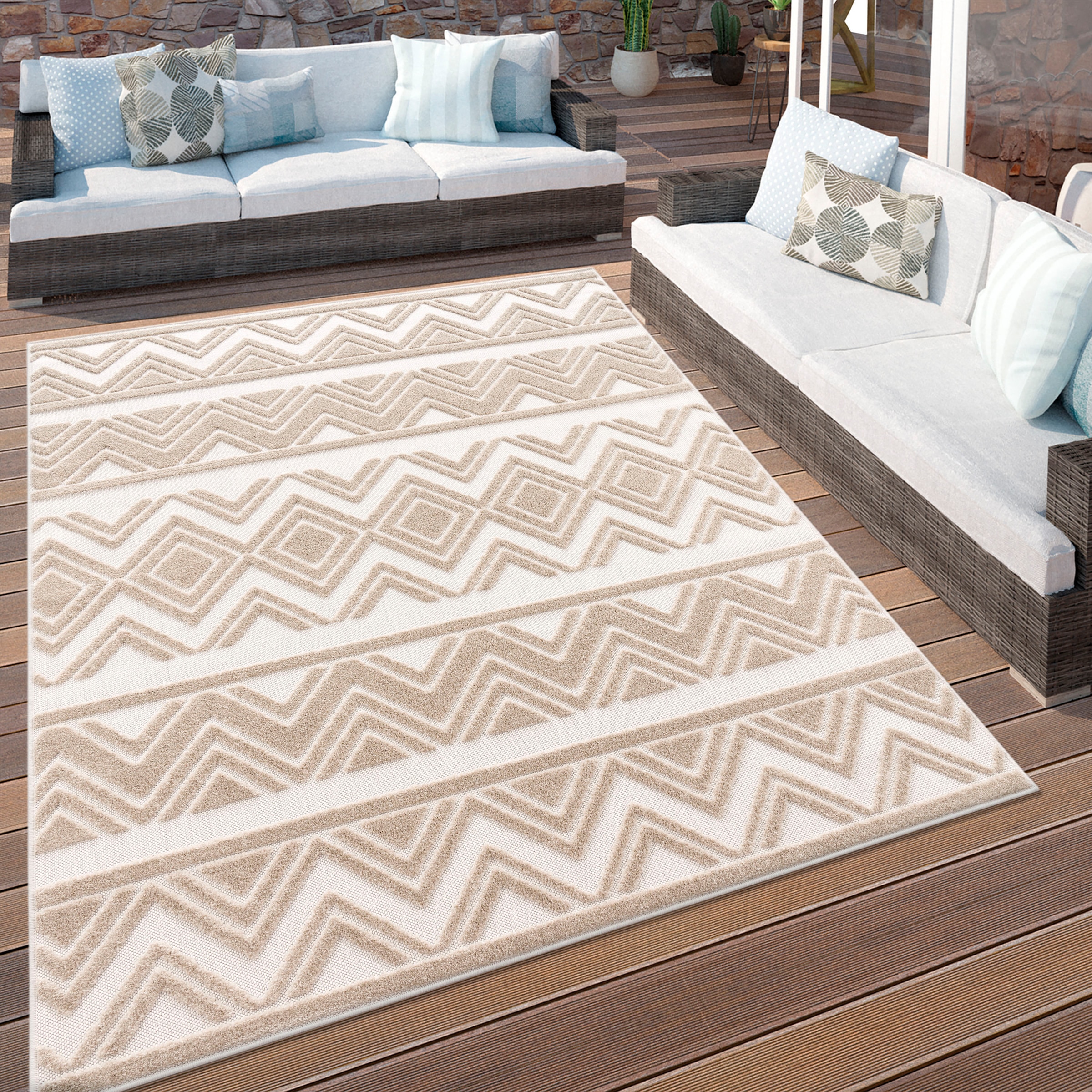 Paco Home Teppich »Stilo 869«, rechteckig, Hoch-Tief Effekt, Rauten, auch  als Läufer, In- und Outdoor geeignet auf Rechnung | BAUR