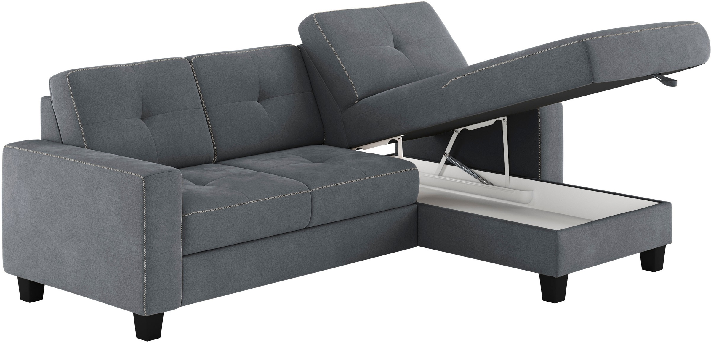 Places of Style Ecksofa »Varese L-Form«, Kreuznaht in beige