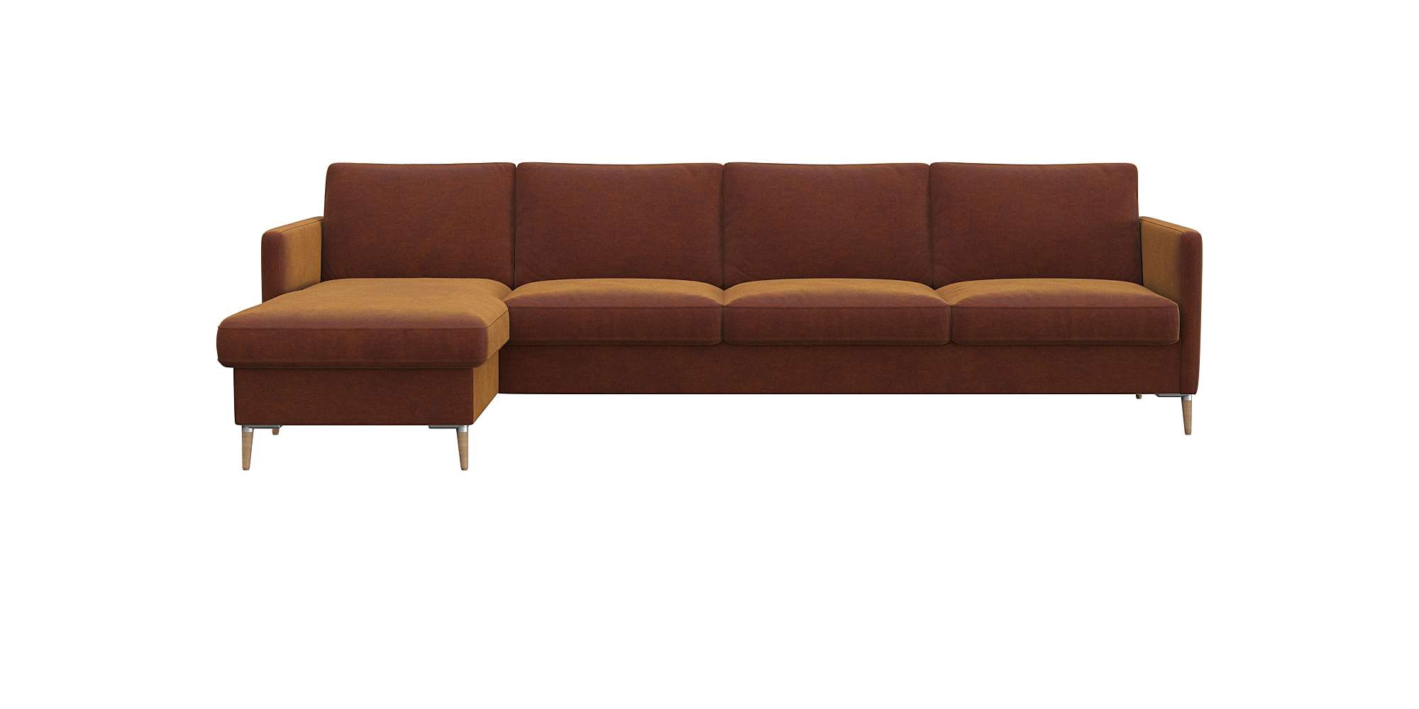 FLEXLUX Ecksofa "Fiore, super Sitzkomfort durch Kaltschaum im Sitz, L-Form" schmale Armlehnen, Füße Alu+ Eiche
