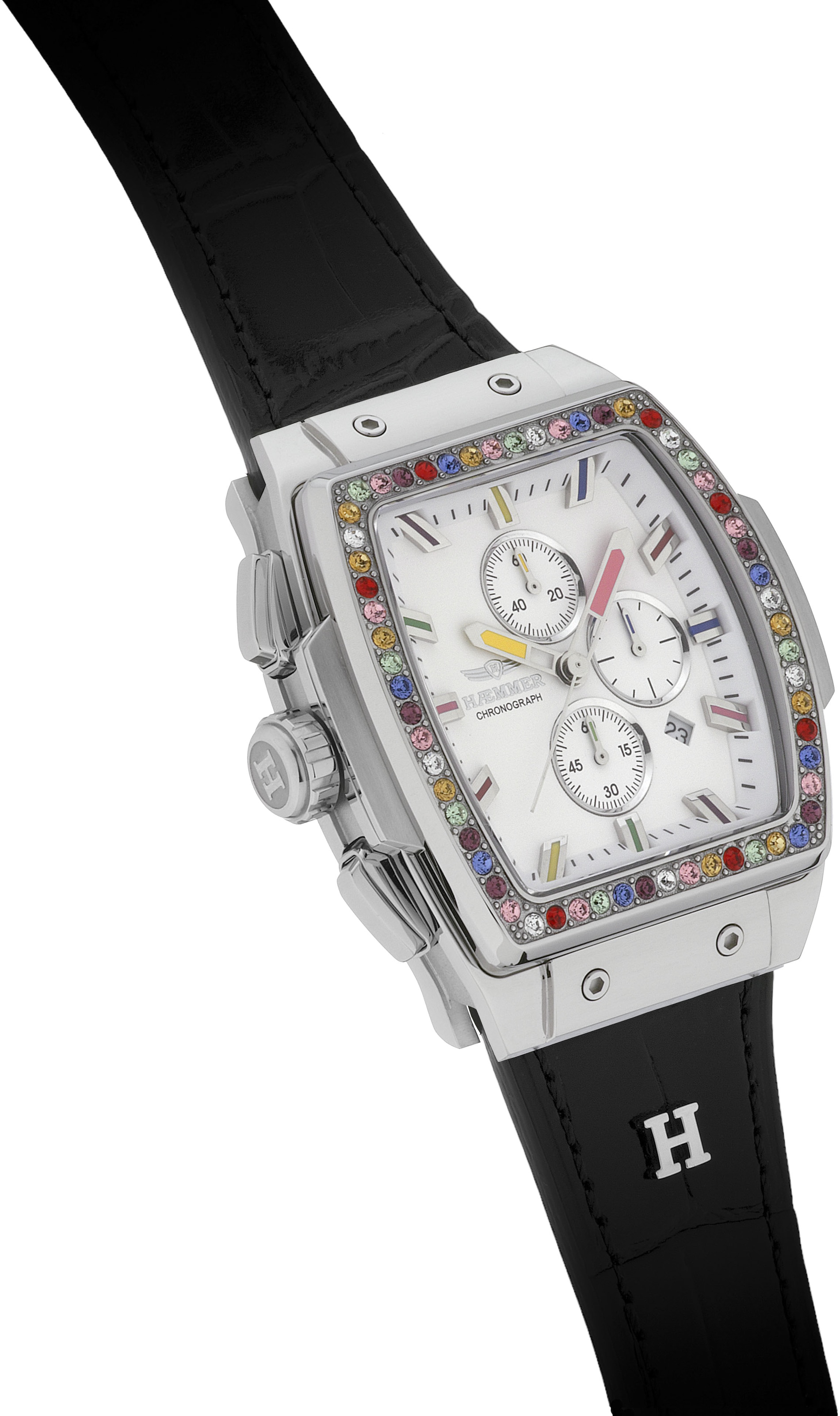 HAEMMER GERMANY Chronograph »TONNEAU«, Quarzuhr, Armbanduhr,Damenuhr,Lederarmband,digital,Datum,Stoppfunktion