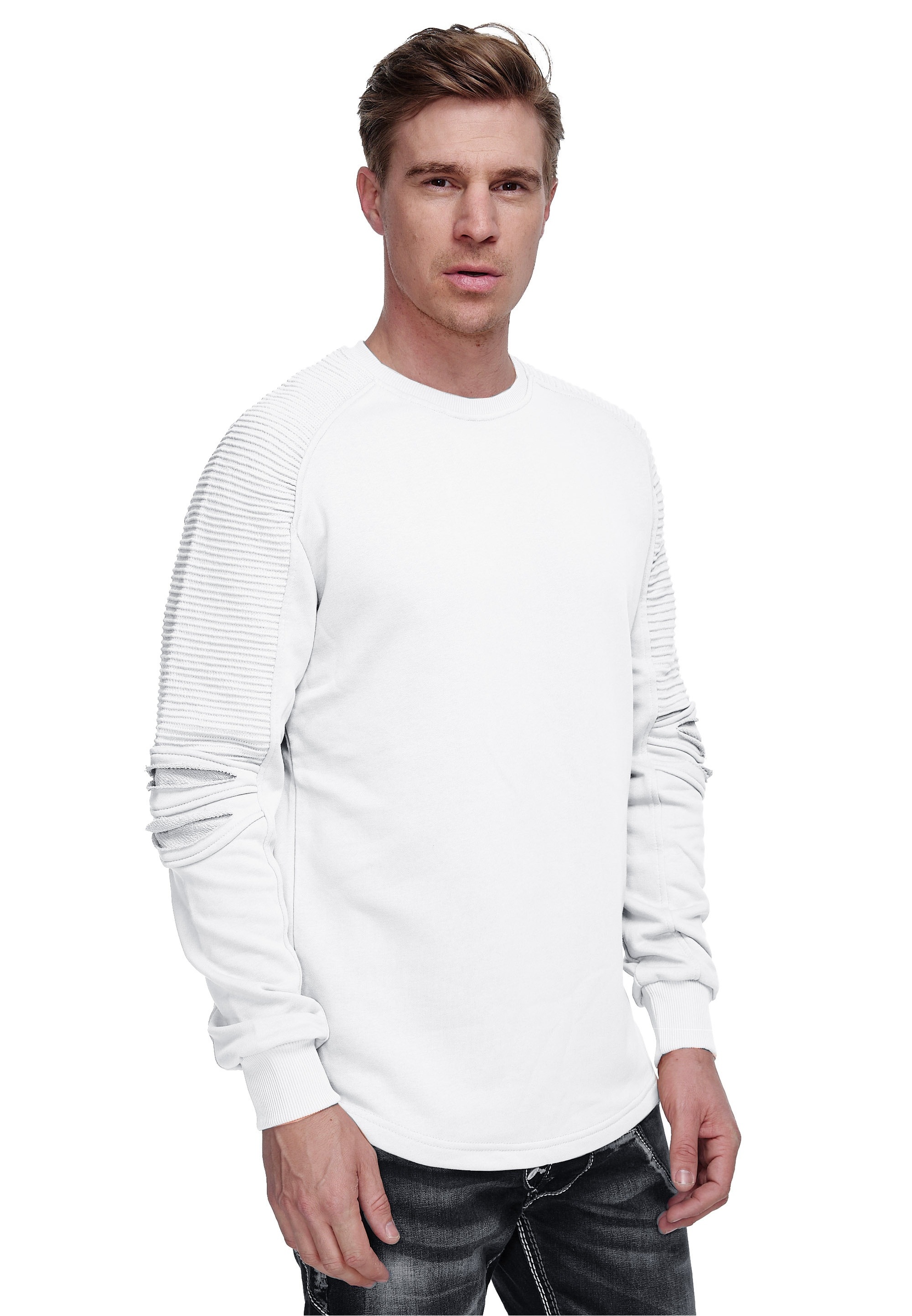 Rusty Neal Sweatshirt, mit geripptem Ärmeldesign