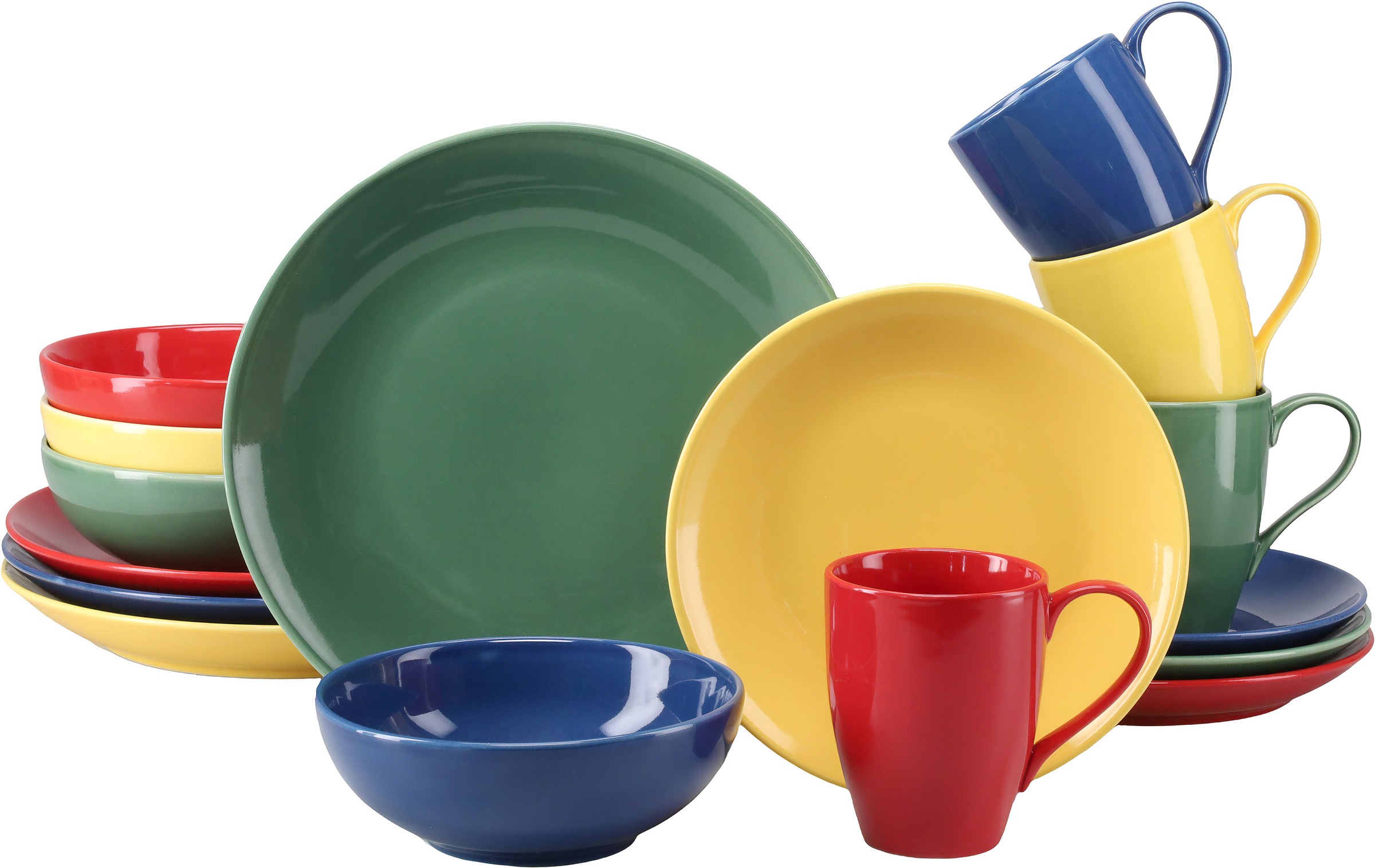 CreaTable Kombiservice "Joy, Geschirr-Set, 16-tlg." Hochwertiges Steinzeug, Skandinavische Klarheit