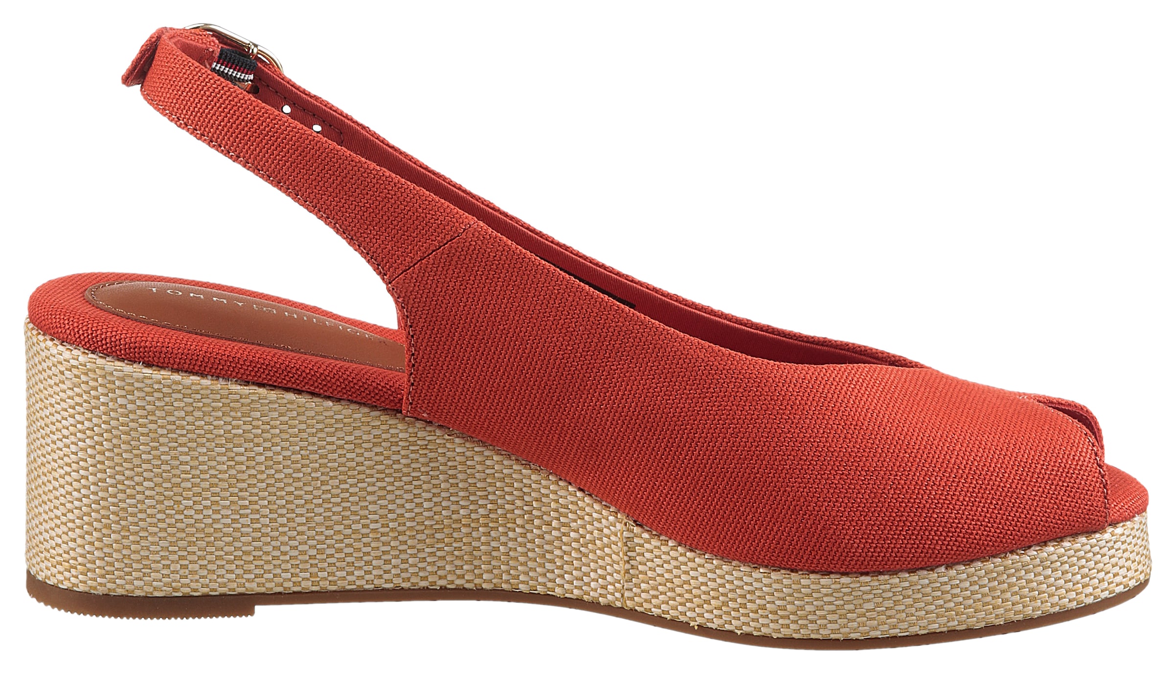 Tommy Hilfiger Keilsandalette »FLAG MID WEDGE ESPAD SLINGBACK«, Plateau, Sommerschuh, Riemchensandale mit verstellbarer Schnalle