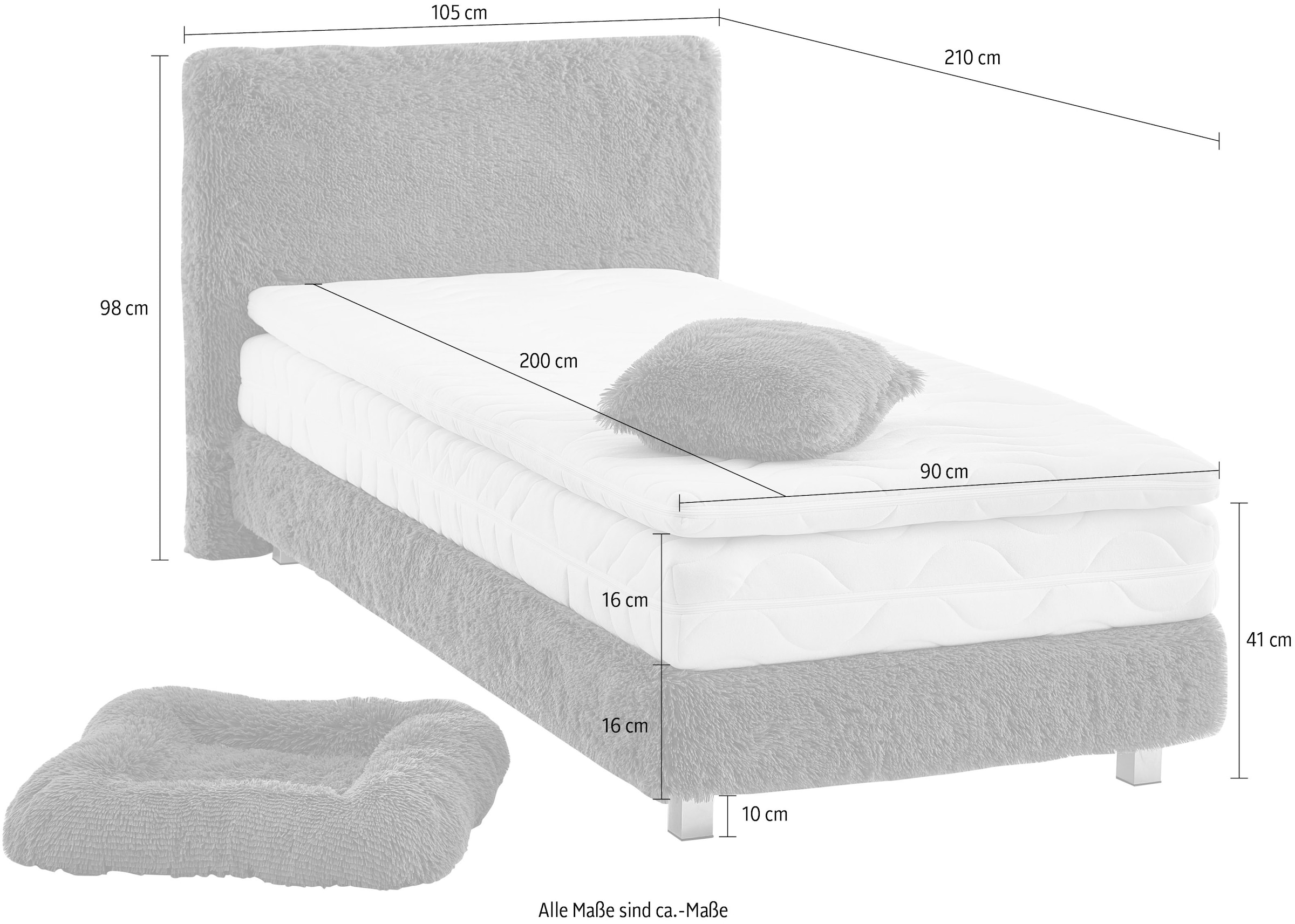 Westfalia Schlafkomfort Boxbett »Nara« aus Fellimitat, wahlweise in H2, H3 & H4 erhältlich