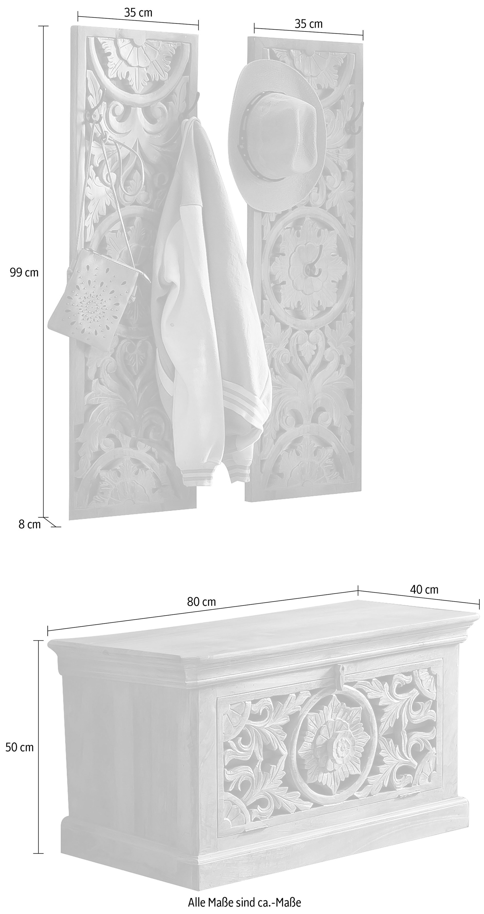 SIT Garderoben-Set »Lakadee«, (3 St.), mit orientalischen Schnitzereien