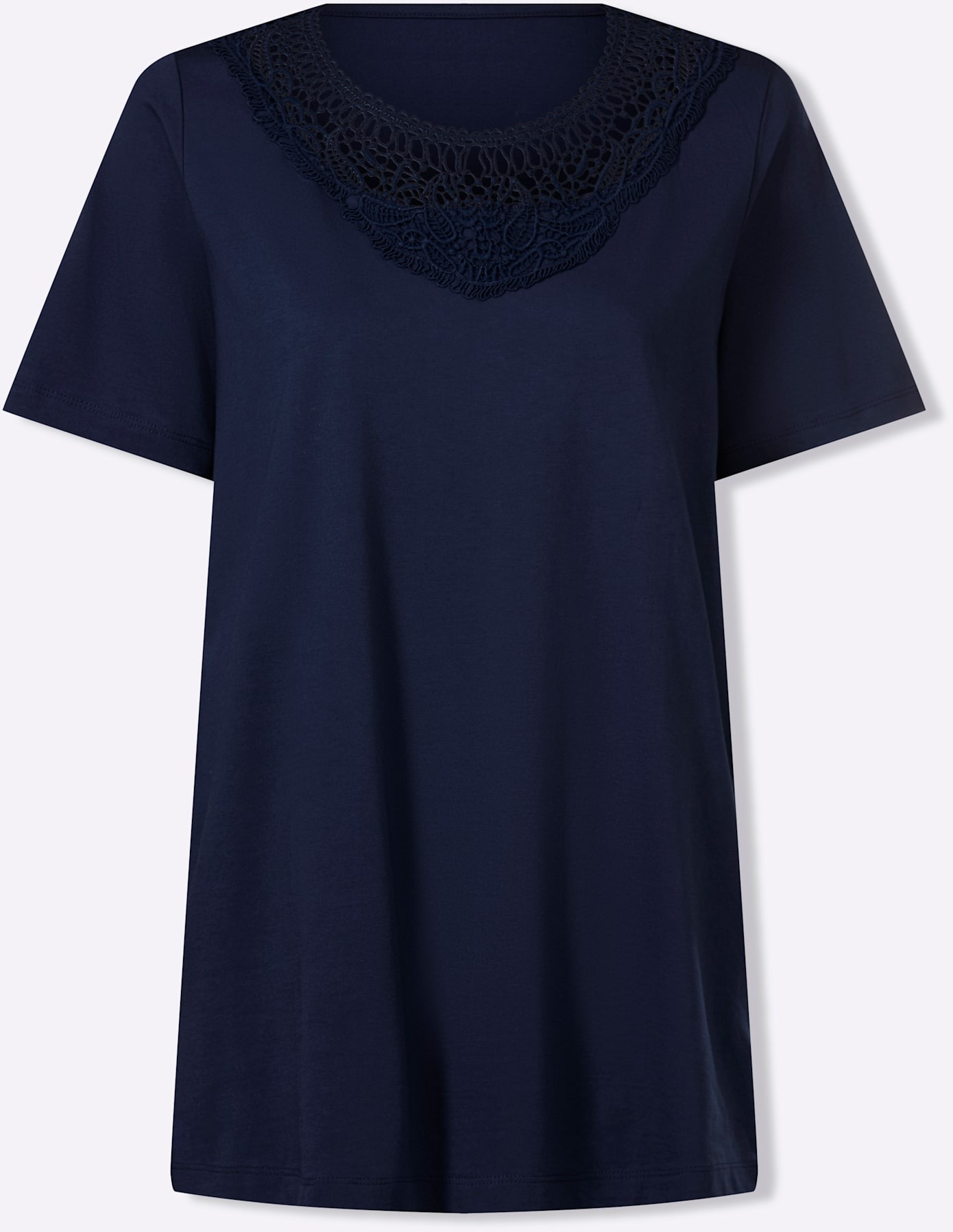 Longshirt CLASSIC BASICS "Longshirt", Damen, Gr. 44, marine, 100% Baumwolle, unifarben, Rundhals, Shirts Longshirt 2