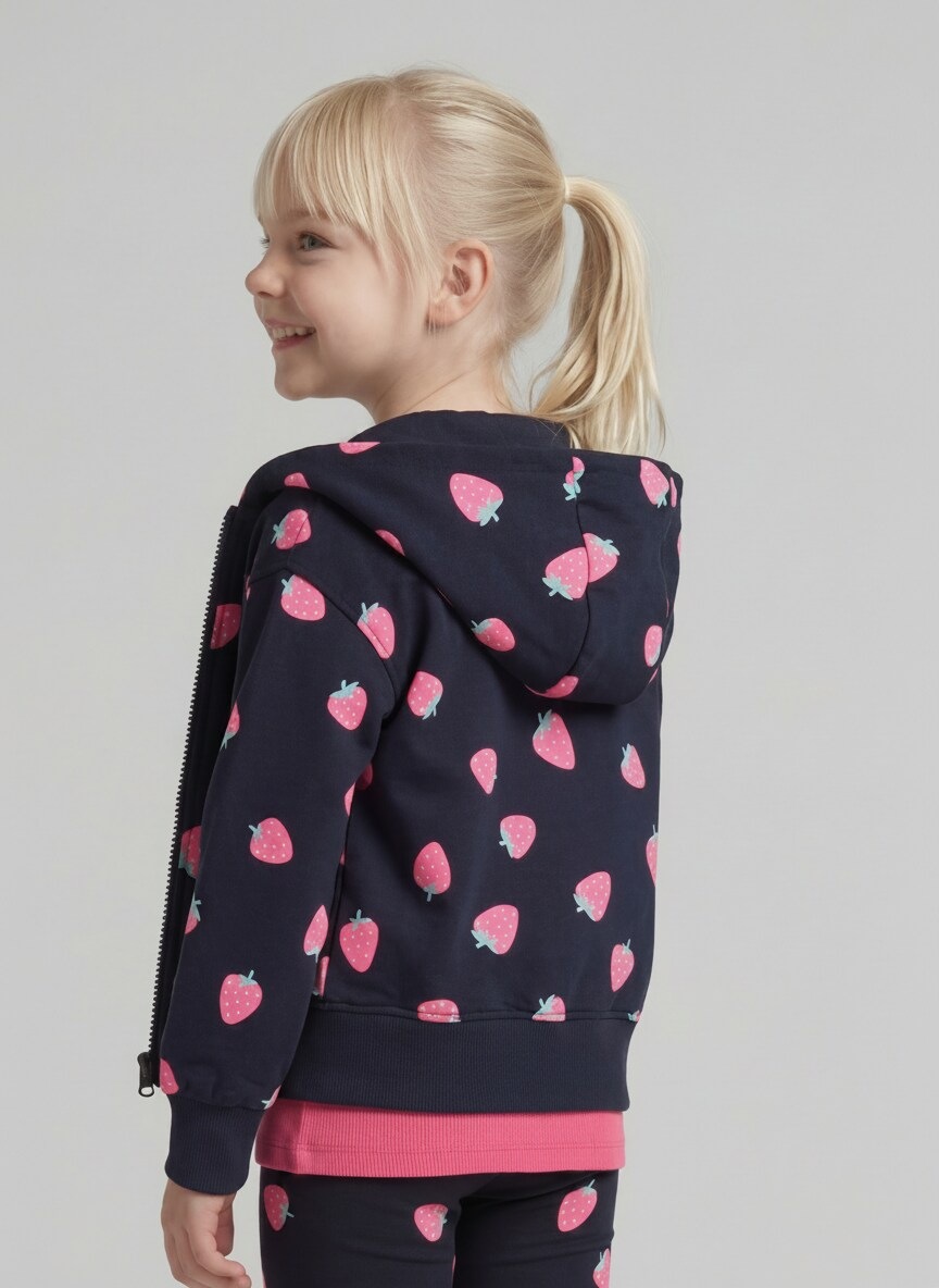 TOM TAILOR Kapuzensweatjacke mit Erdbeer-Allover-Print, für Girls