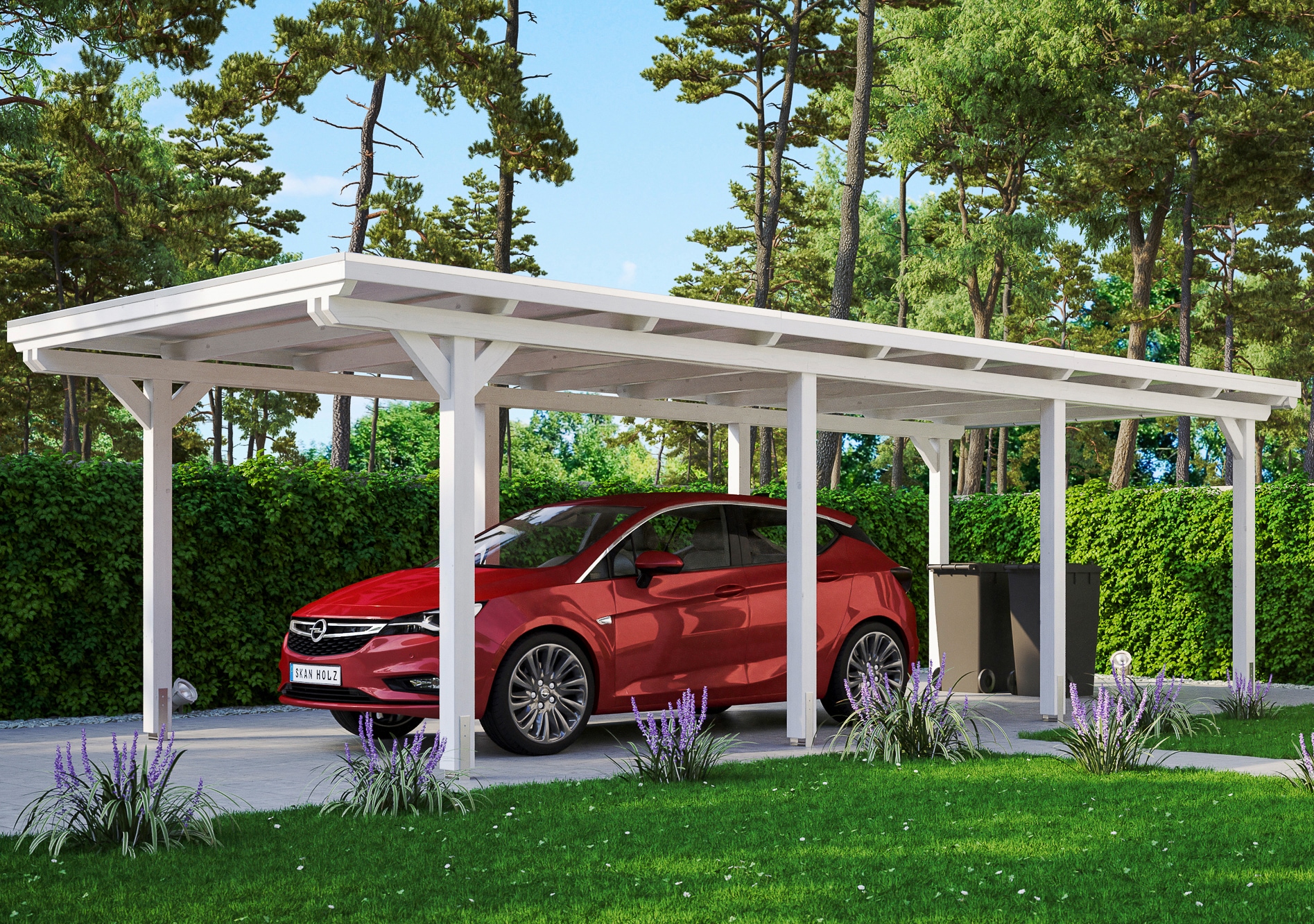 Skanholz Einzelcarport "Emsland" Leimholz 291 cm weiß