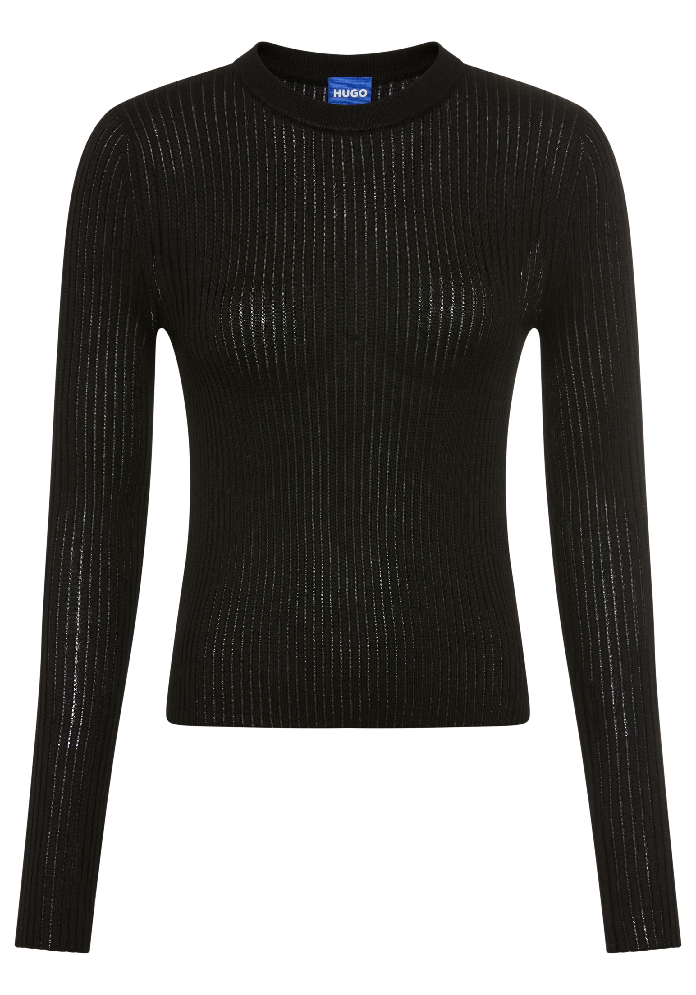 HUGO Blue Rundhalspullover "Somya" Rippstrick im Viskosemix günstig online kaufen