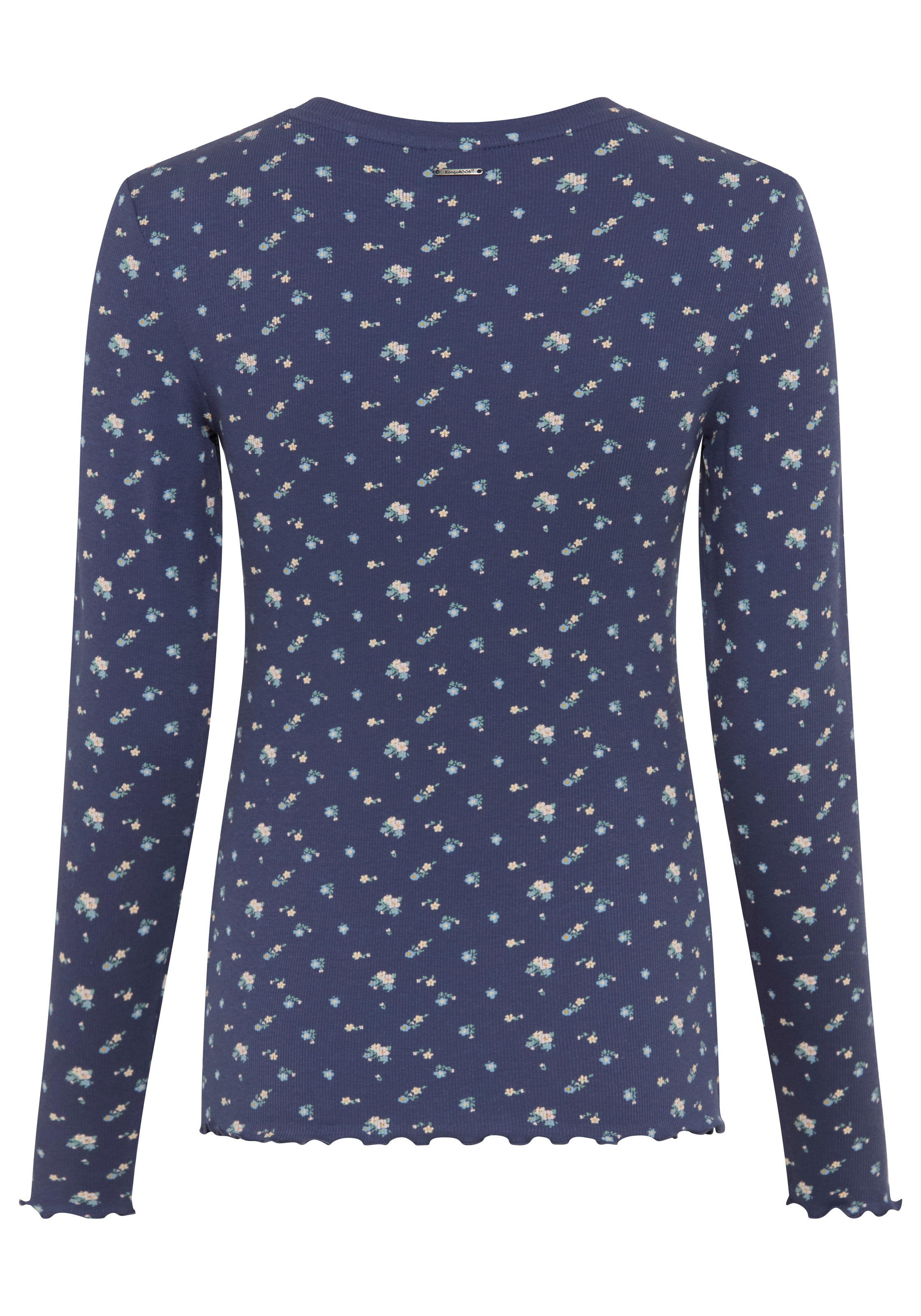 KangaROOS Langarmshirt Millefleurs, schmale Passform, Rollsäume