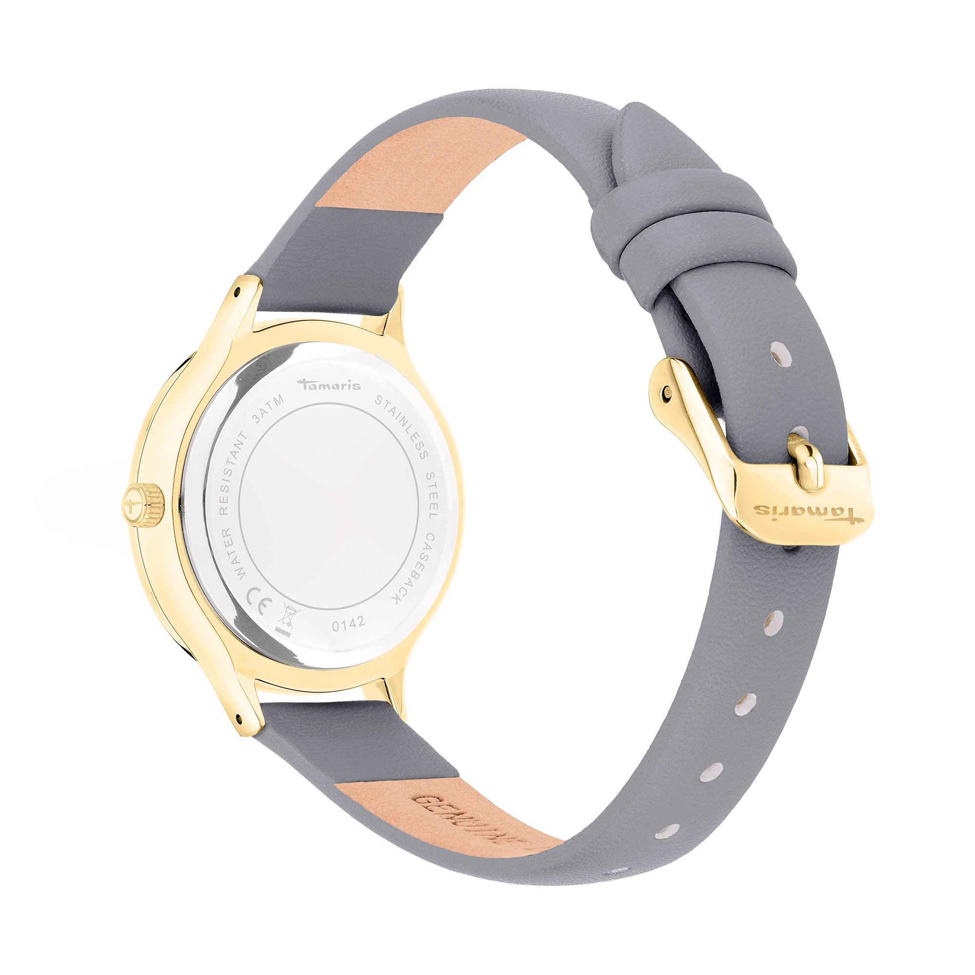 Tamaris Quarzuhr »Romantic Flowers« Armbanduhr, Damenuhr, Lederarmband, analog, Zirkonia (synth.)