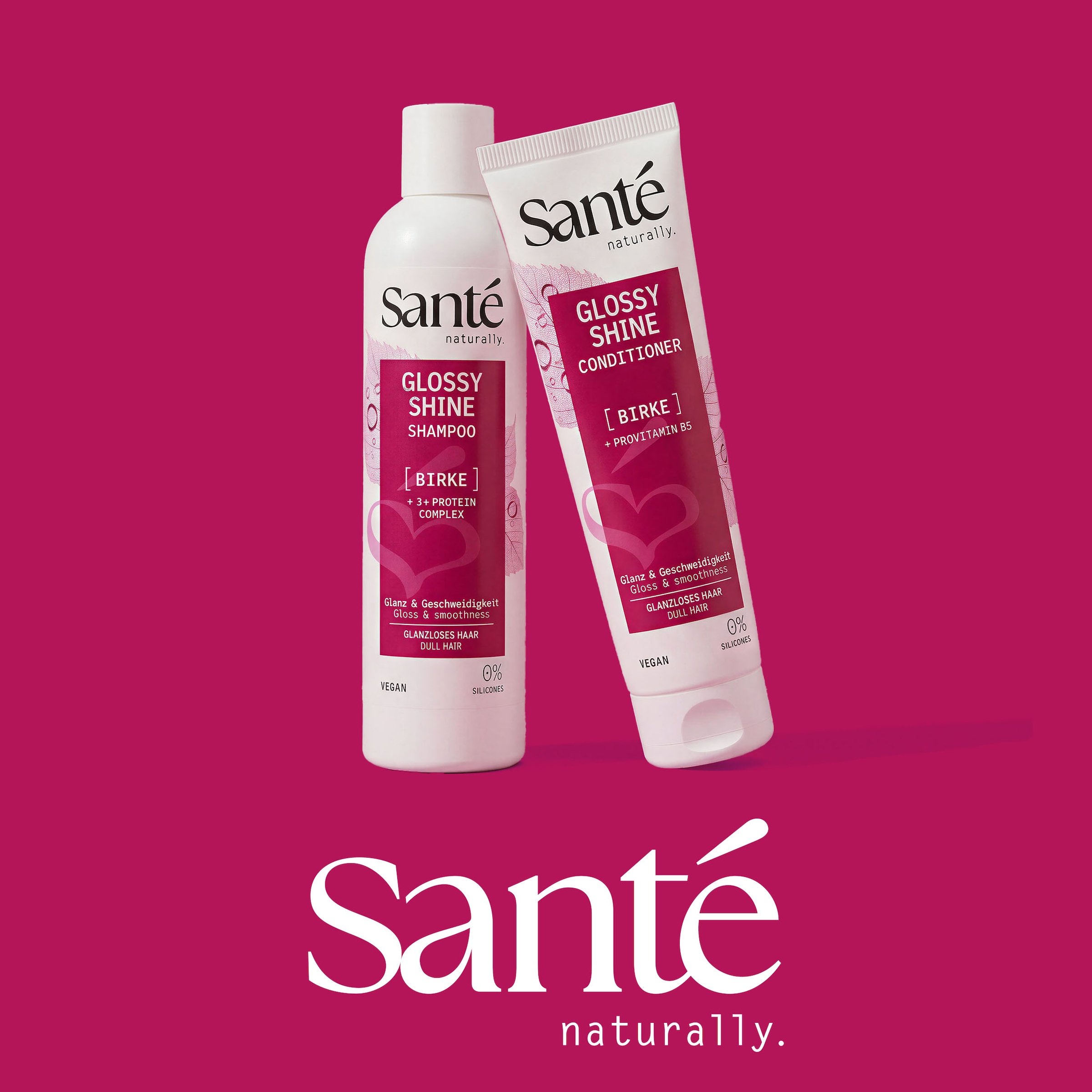 SANTE Haarshampoo »Glossy Shine Shampoo Birke +3-fach Protein Komplex« für glanzloses Haar, mit Birkenblattextrakt, vegan formuliert