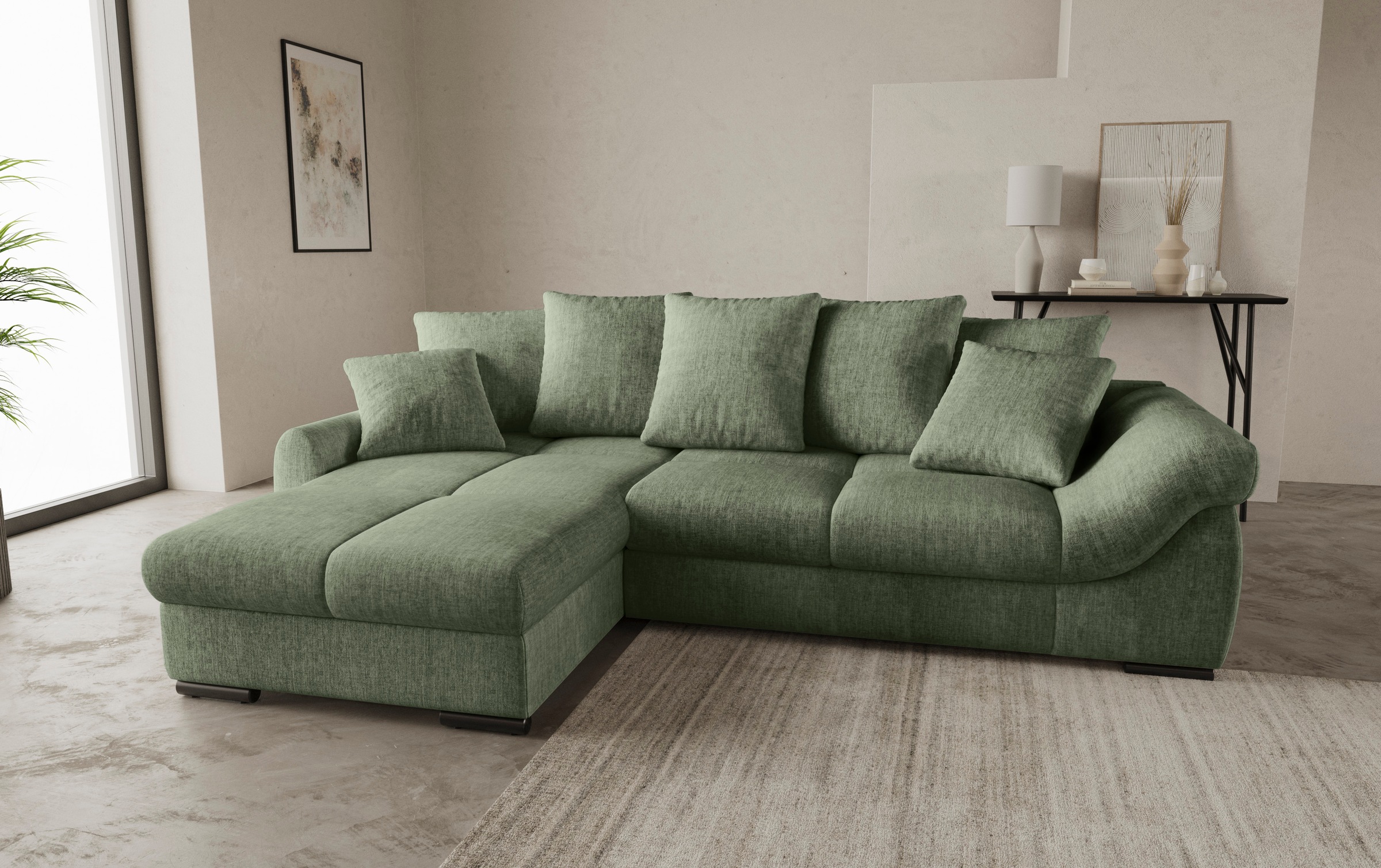 Mr. Couch Ecksofa "Livorno L-Form", inkl. Hochschläfer-Bettauszug, XL-Bettk günstig online kaufen