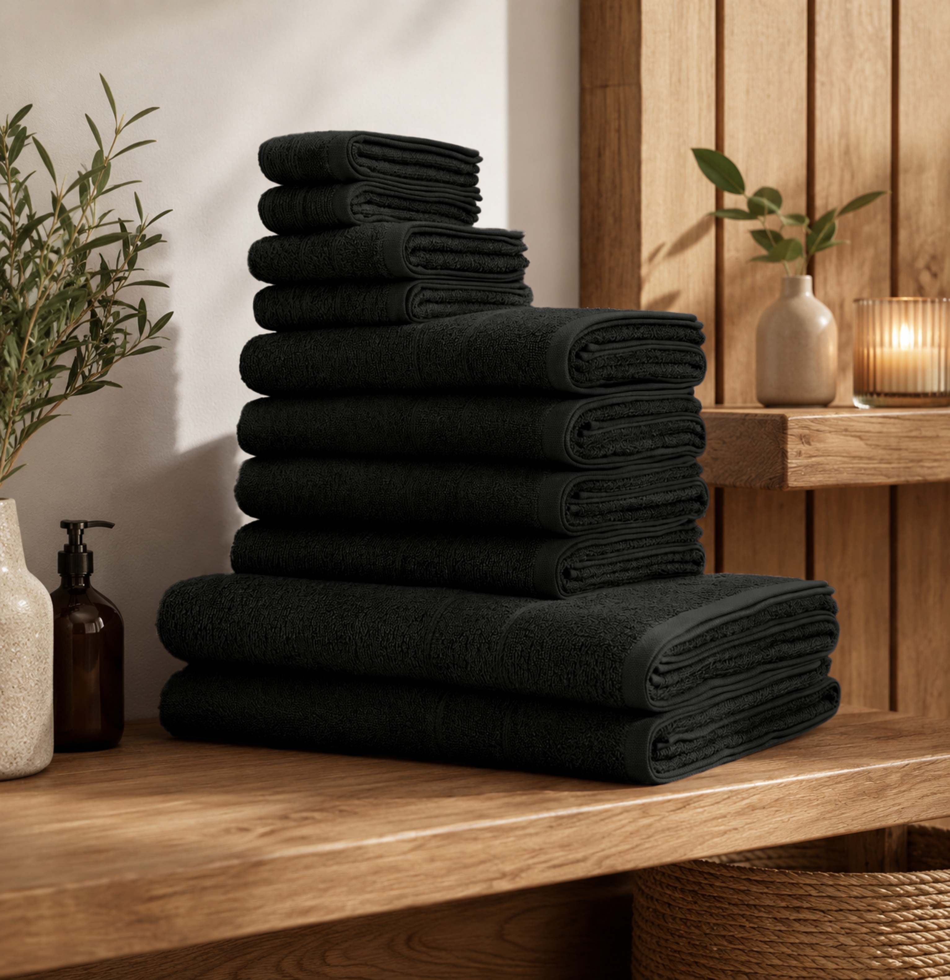 OTTO home "Inga, 3 Qualitäten, Duschtücher, Handtücher, Gästetücher, Seiftücher" 10 Walkfrottier Handtücher mit feiner Bordüre, 100% Baumwolle