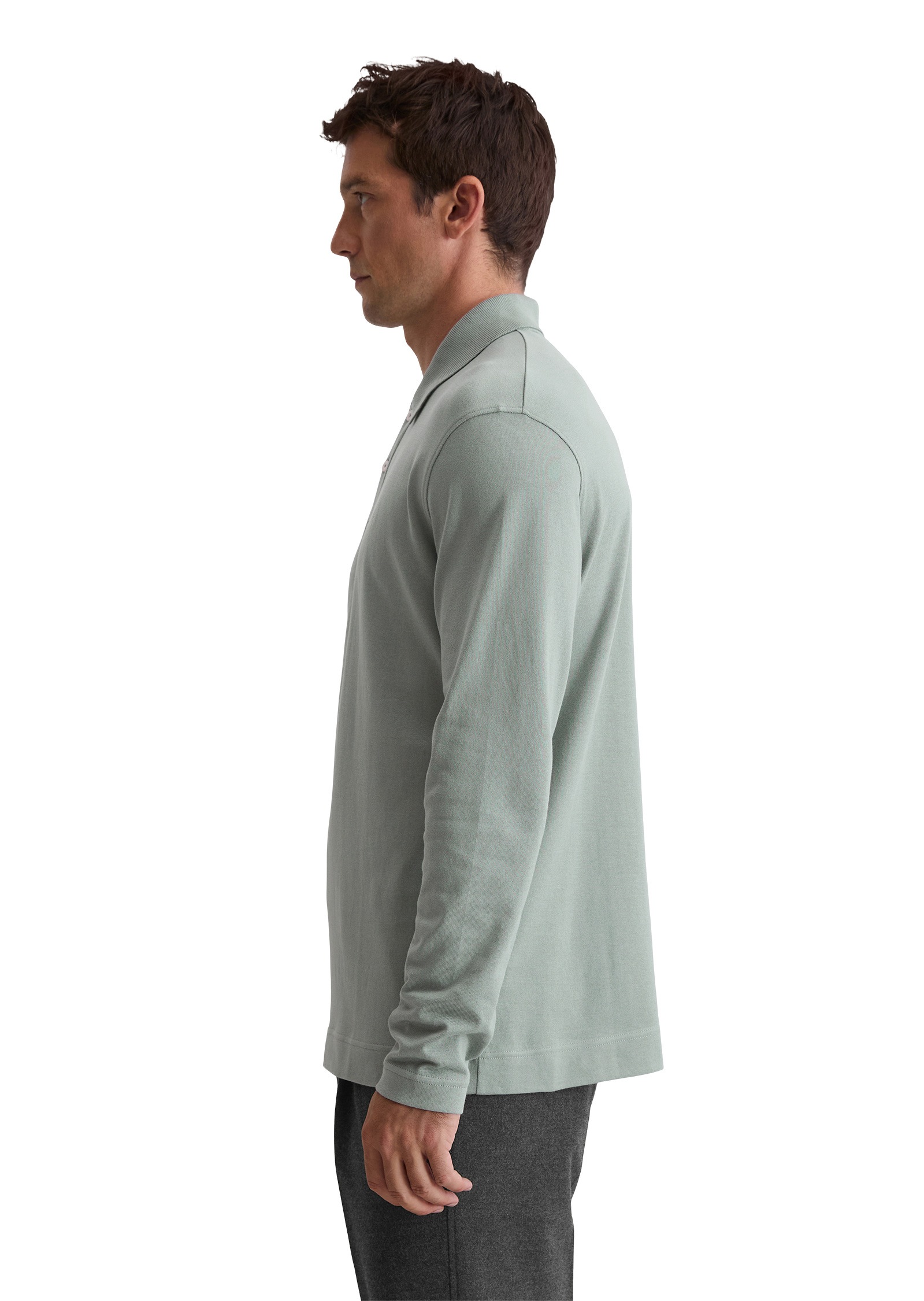 Marc OPolo Langarm-Poloshirt "aus schwerem Bio-Baumwoll-Jersey" günstig online kaufen