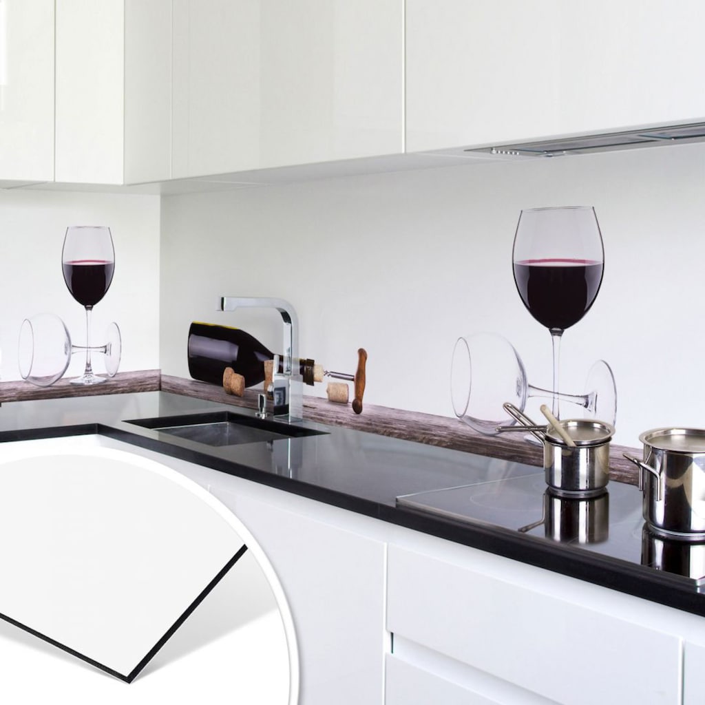 Wall-Art Küchenrückwand »Spritzschutz Küche Weinflasche«, (1 tlg., Im modernen Stil)