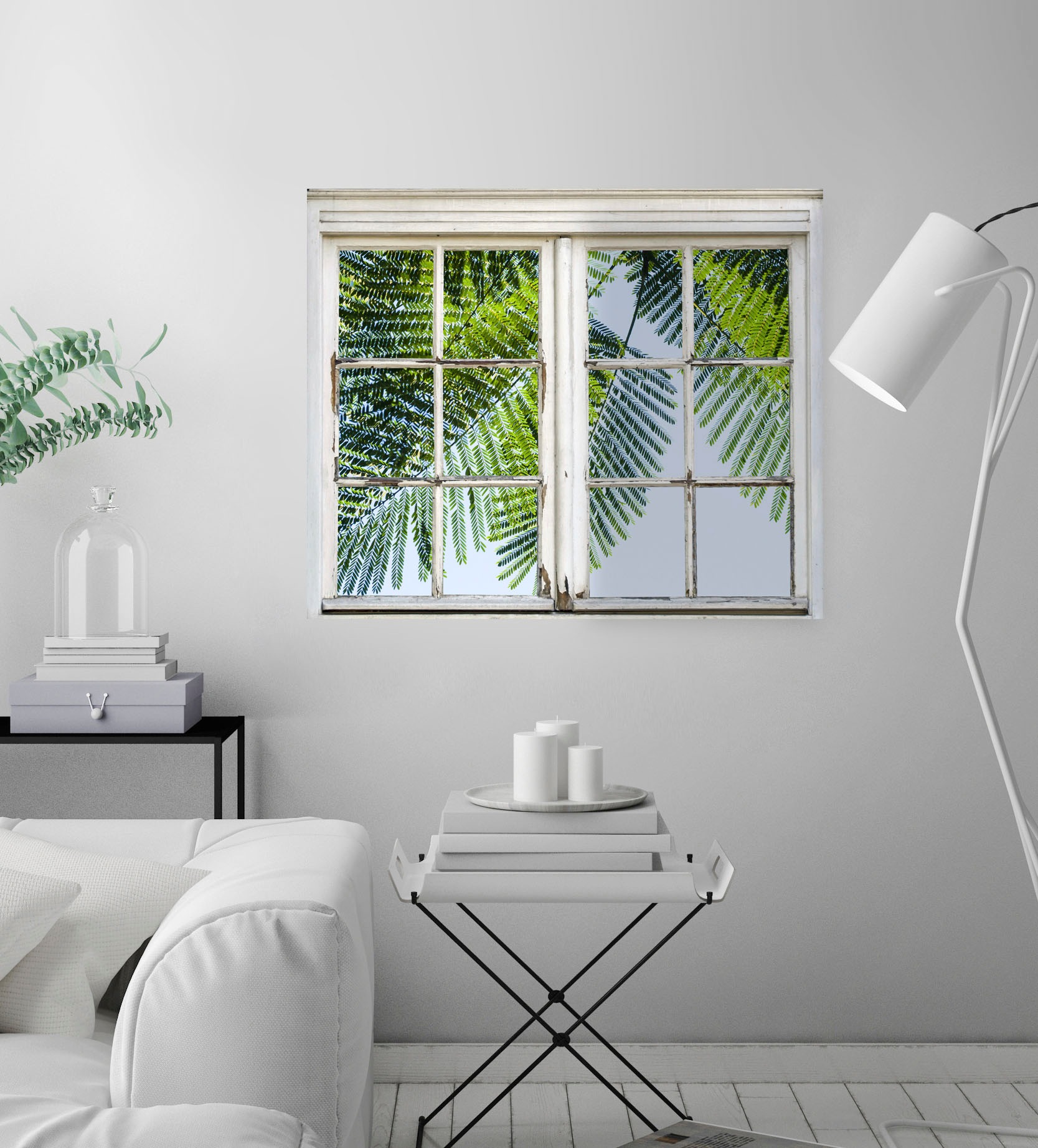 queence Wandsticker »Blätter«, Wandsticker, Wandbild, selbstklebend, 3D, Fenster