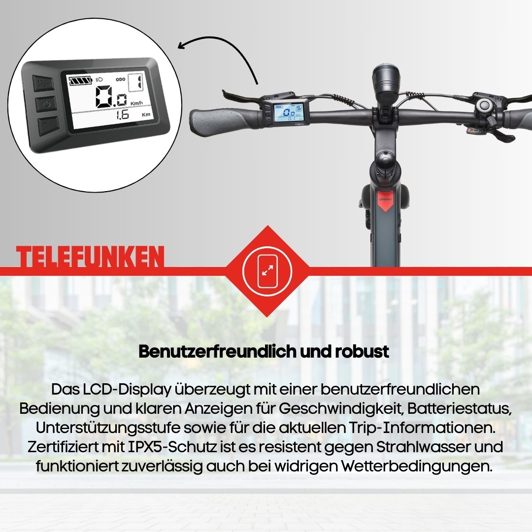 Telefunken E-Bike »UH210 Herren«, 7 Gang, Shimano, Heckmotor 250 W, (28 Zoll, Straßenzulassung, Drehmomentsensor), Pedelec, Elektrofahrrad für Herren, Urbanbike