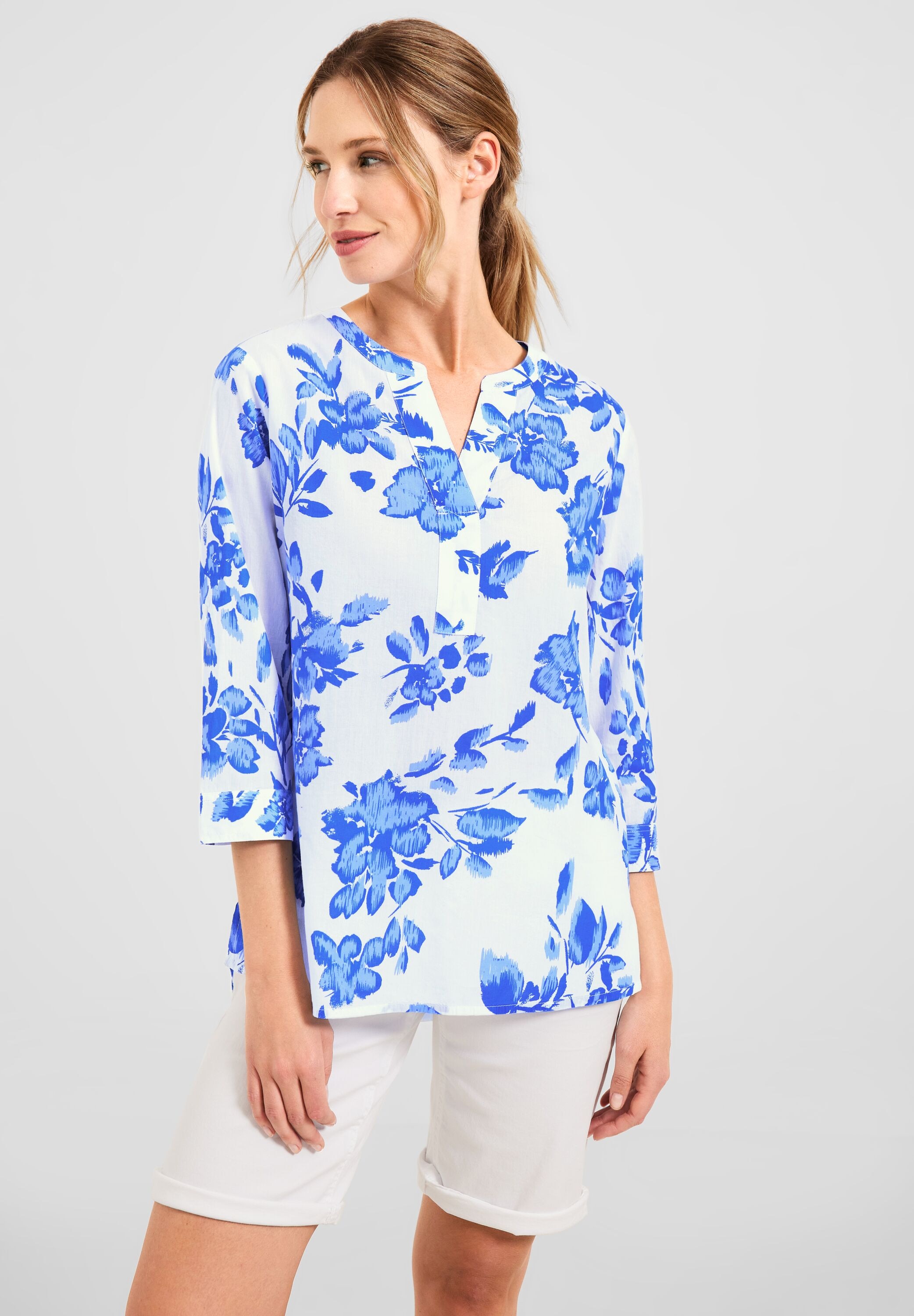 Cecil Klassische Bluse, BAUR online Rundhalsausschnitt | bestellen geschlitztem mit