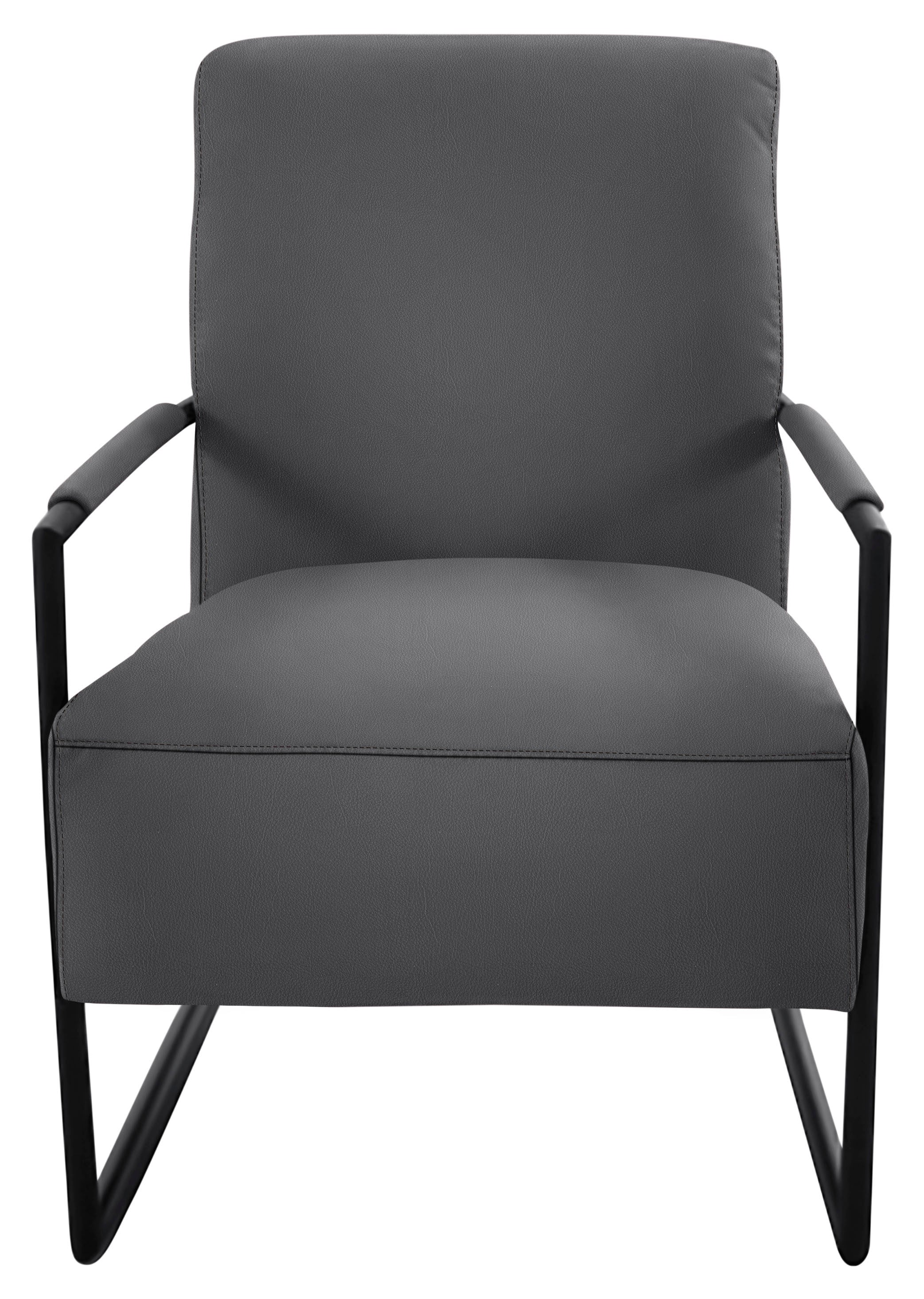 K+W Komfort & Wohnen mit bezogenen Armlehnen, Gestell in Metall schwarz Struktur