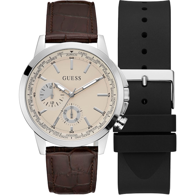 Guess Multifunktionsuhr »SPEC, GW0664G1«, (Set, 2 tlg., mit schwarzem  Silikonwechselband) ▷ für | BAUR