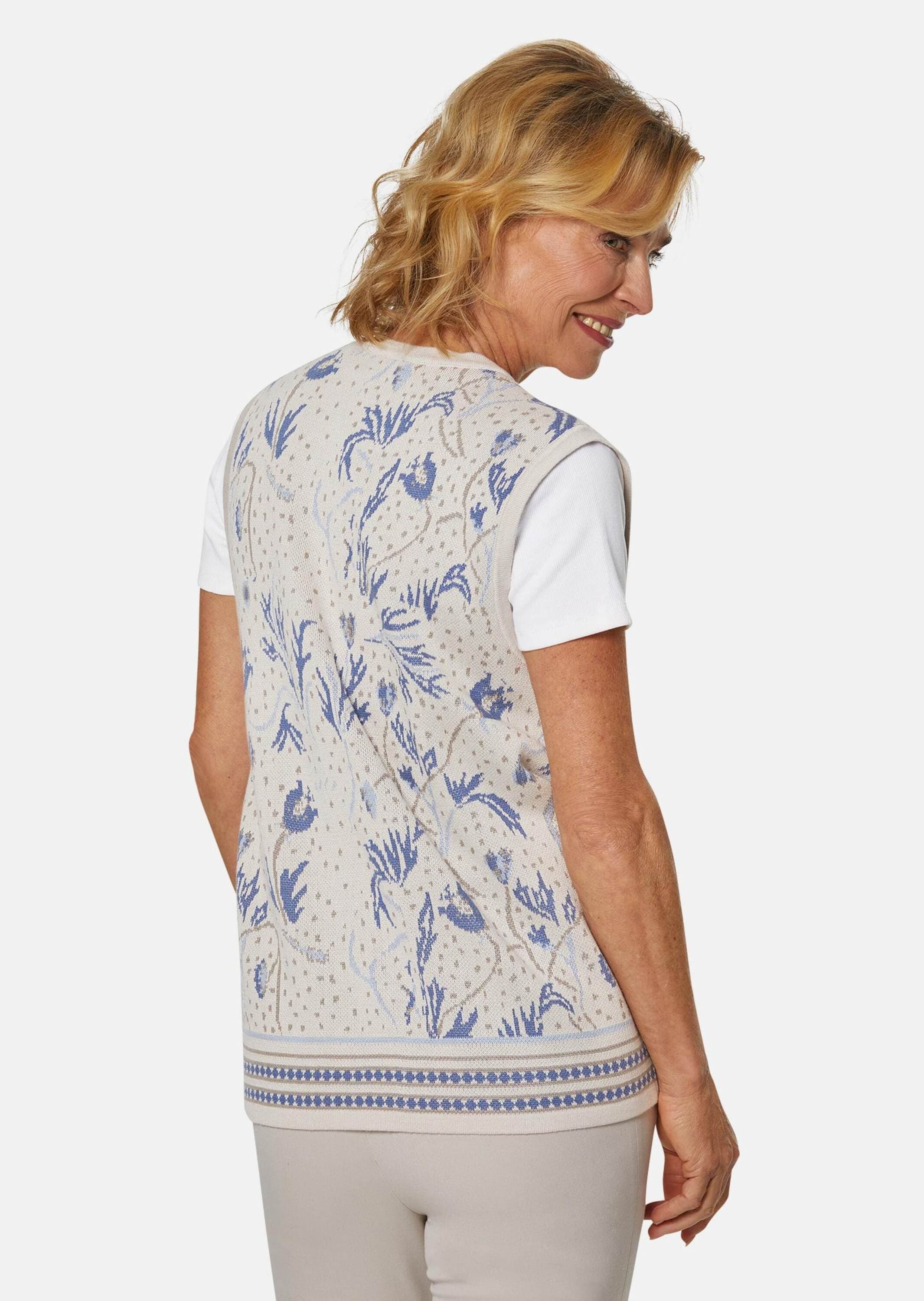 GOLDNER Strickjacke »Jacquardweste Kaschierende Jacquard-Strickweste in hochwertiger Qualität«
