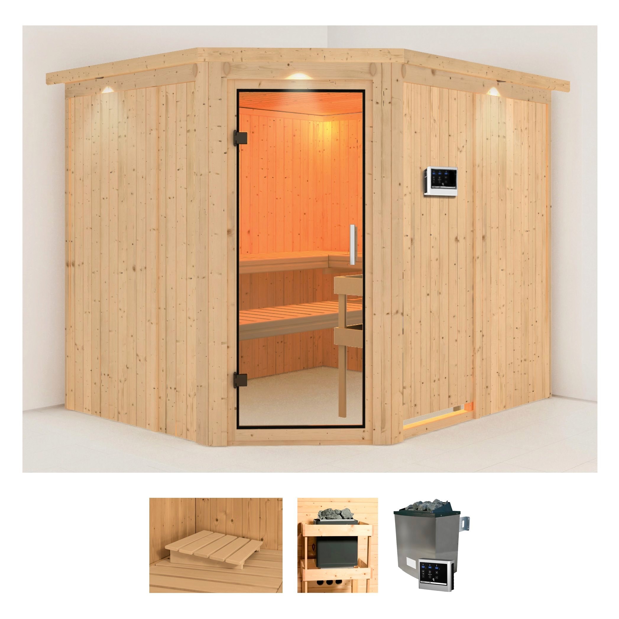 KARIBU Sauna "Marit", Saunaofen, externe Steuerung, 9 kW, beige, Saunen, Ofen 9 KW externe Strg easy