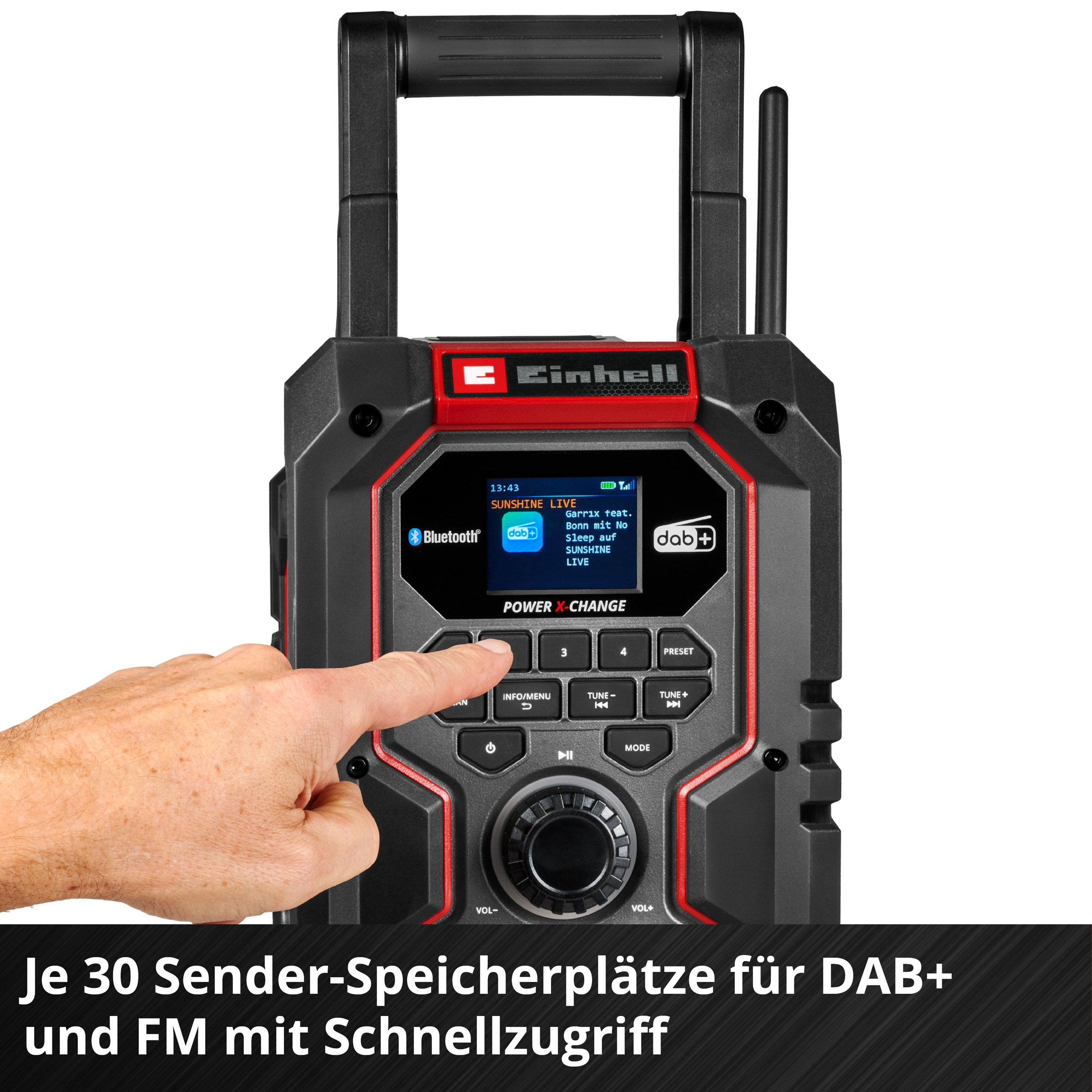 Einhell Baustellenradio »Akku-Radio TE-CR 18 Li (1x 4,0 Ah PLUS)«, (FM-Tuner-Digitalradio (DAB+)-FM-Tuner mit RDS), Inkl. Akku und Ladegerät