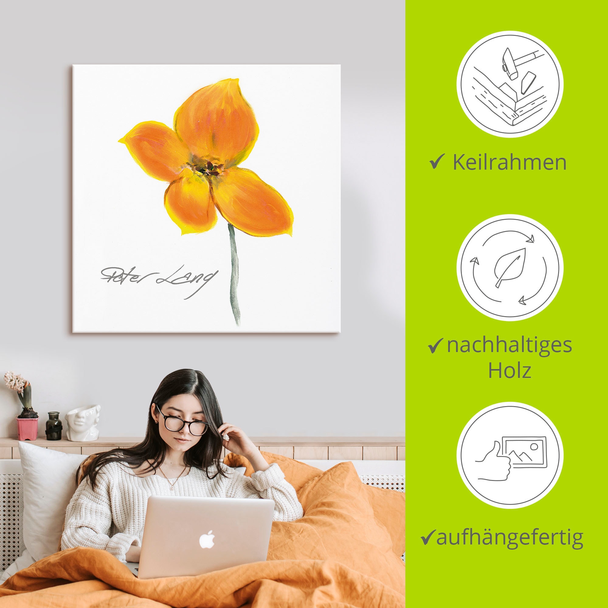 Artland Wandbild »Blume_weiß VI«, Blumen, (1 St.), als Leinwandbild, Poster in verschied. Größen