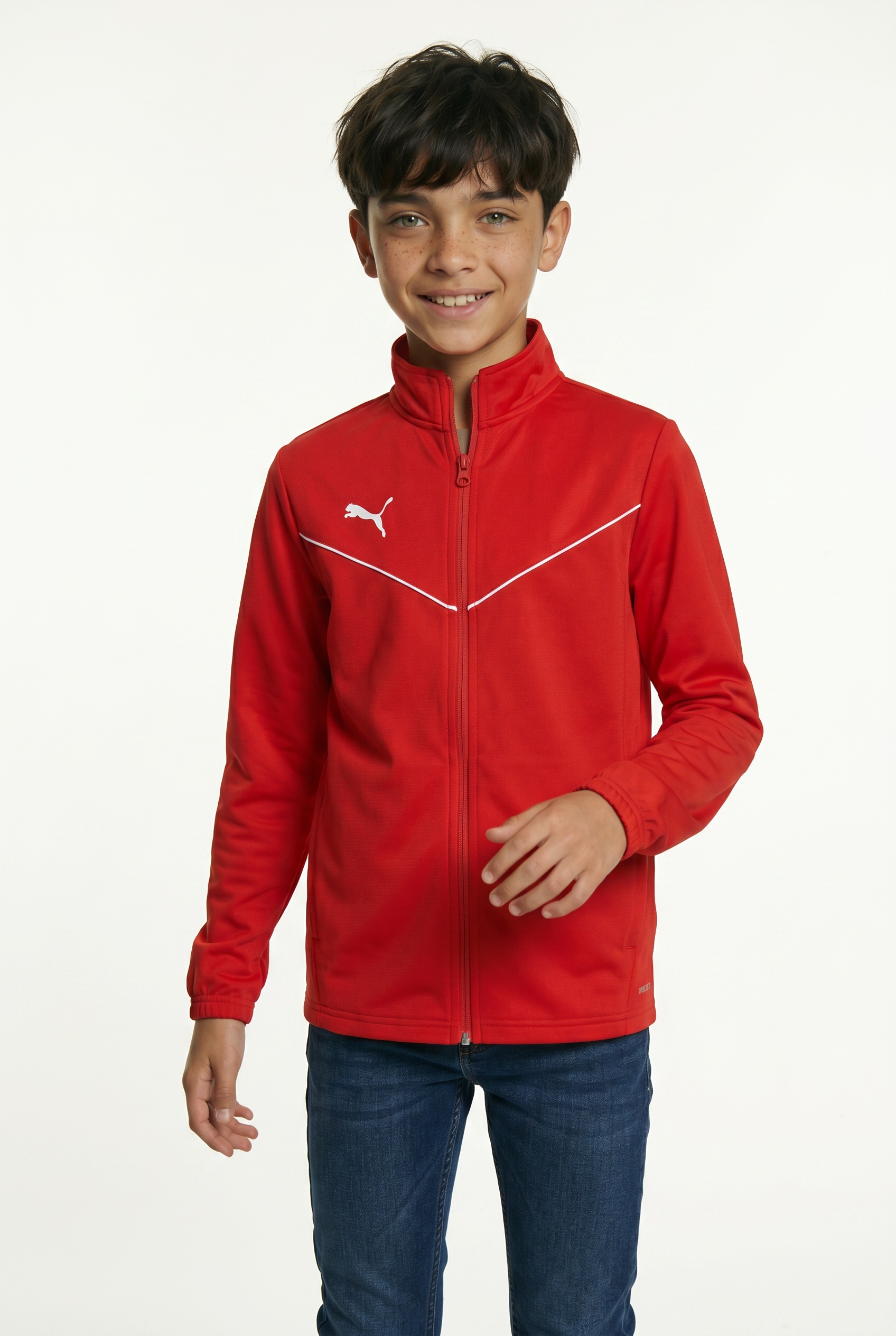 PUMA Trainingsjacke "TEAMRISE TRAINING POLY JACKET JR" ohne Kapuze für Jugendliche, mit Reißverschluss, DryCELL Technologie